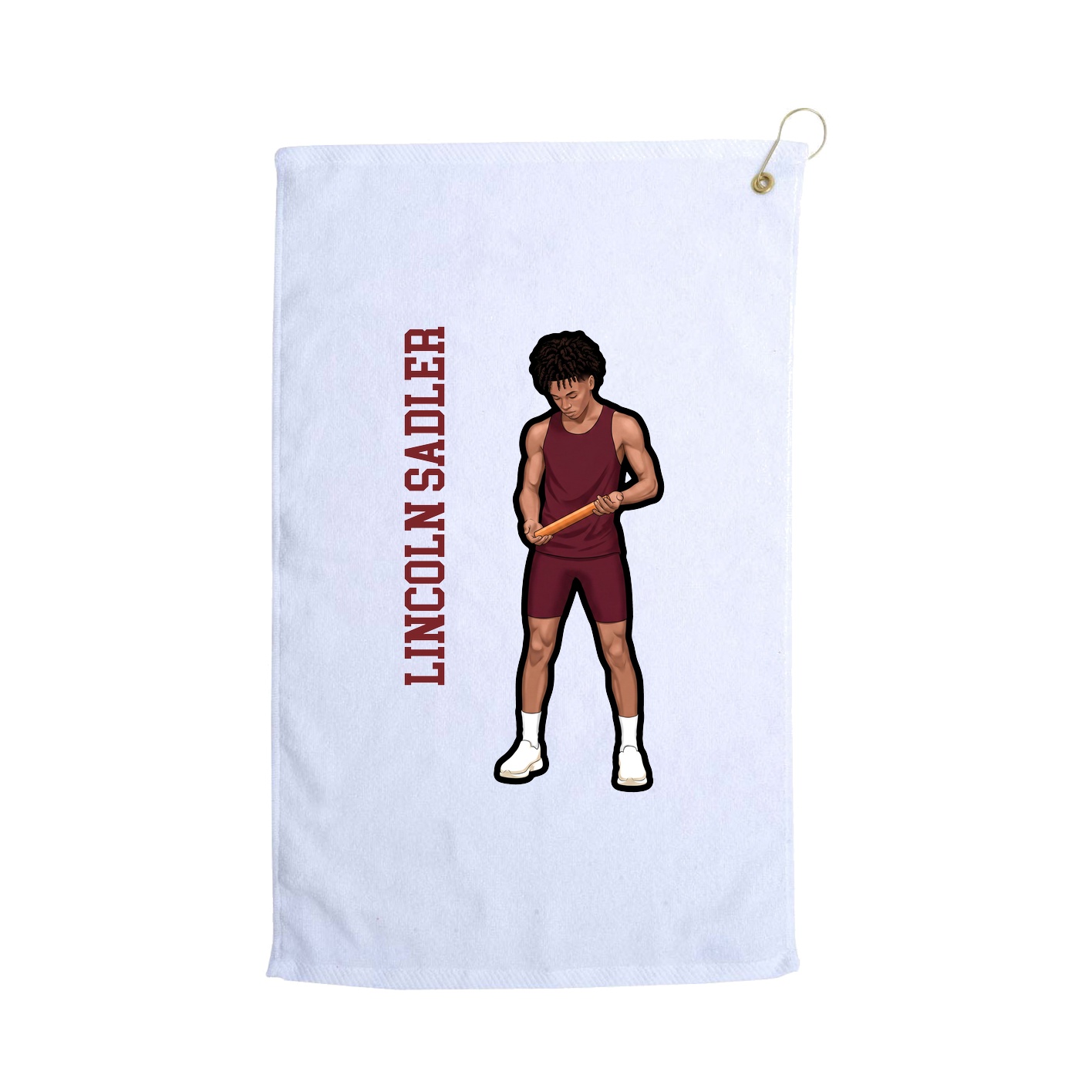 Golf Towel — Name Vertical in White
