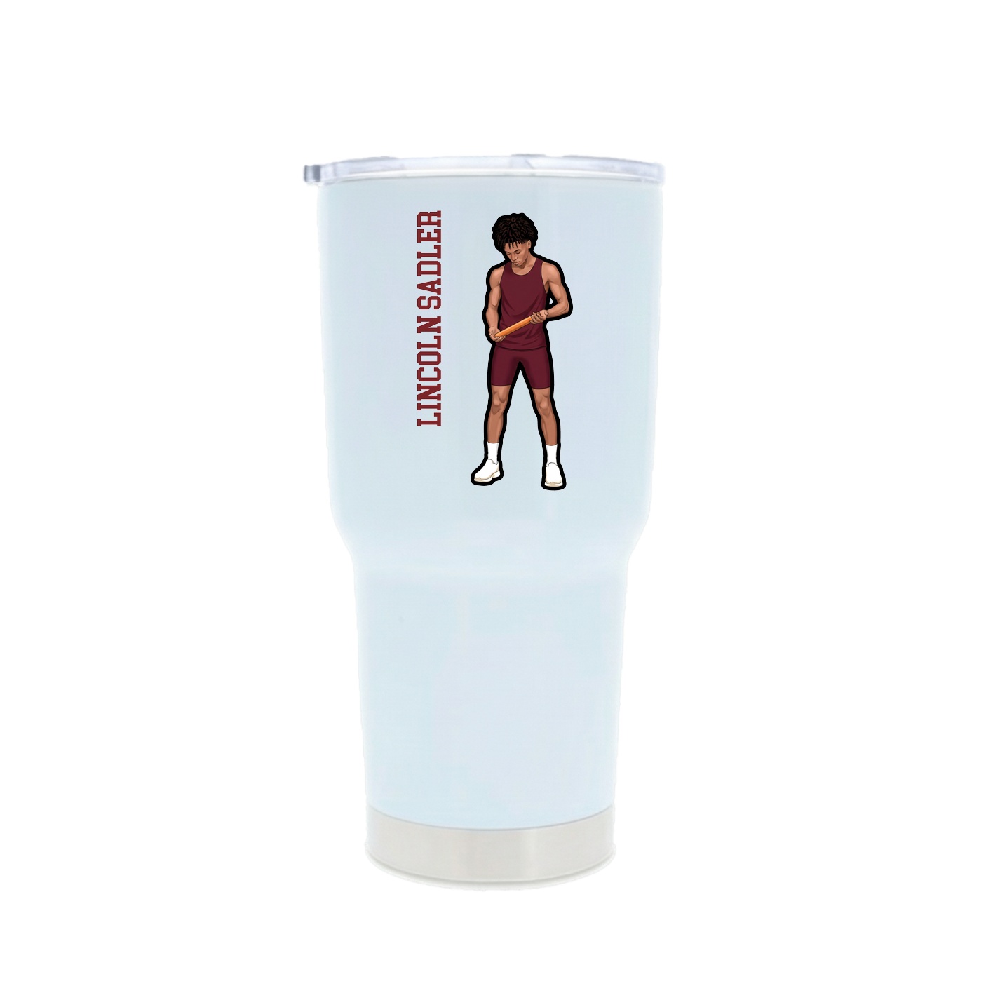 30oz Stainless Steel Tumbler — Name Vertical in White