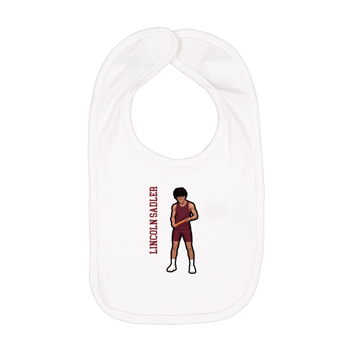 Infant Bib — Name Vertical in White