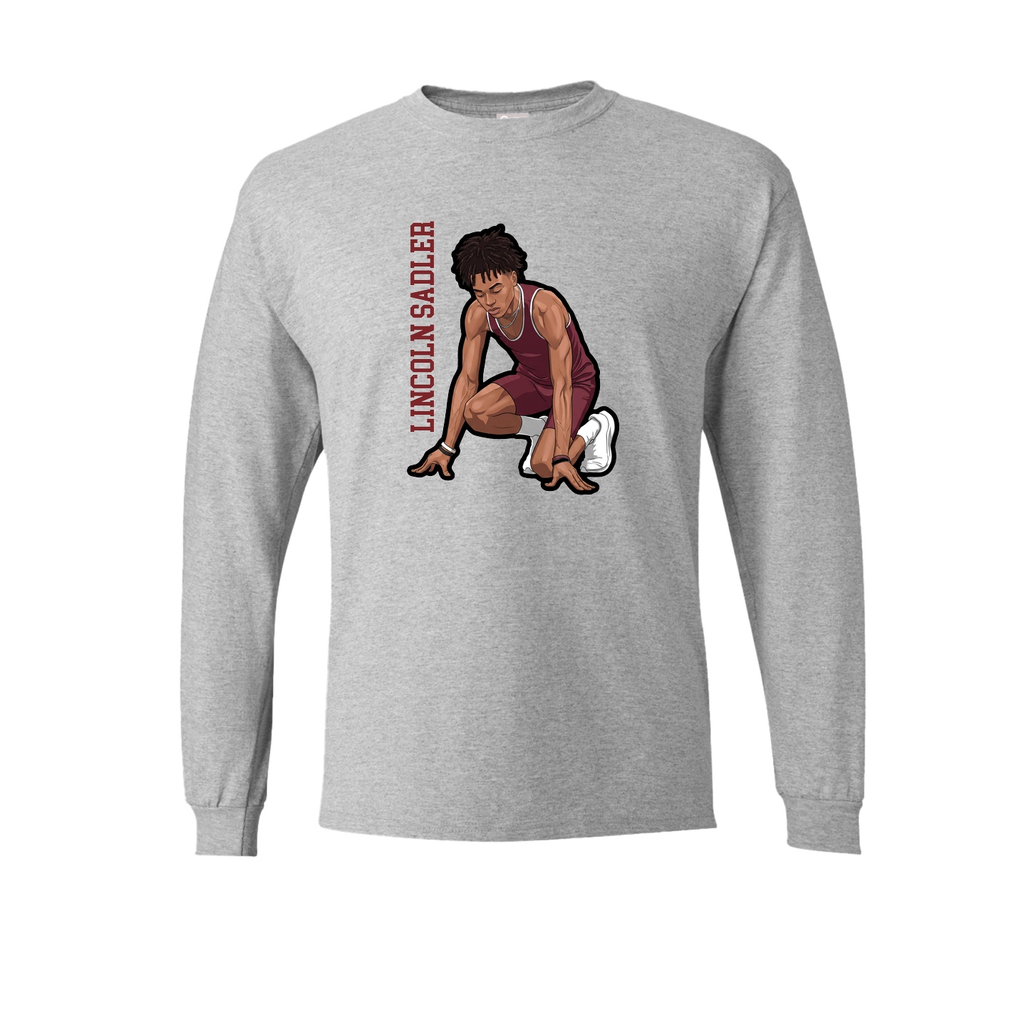 Long Sleeve Tee — Name Vertical in Grey