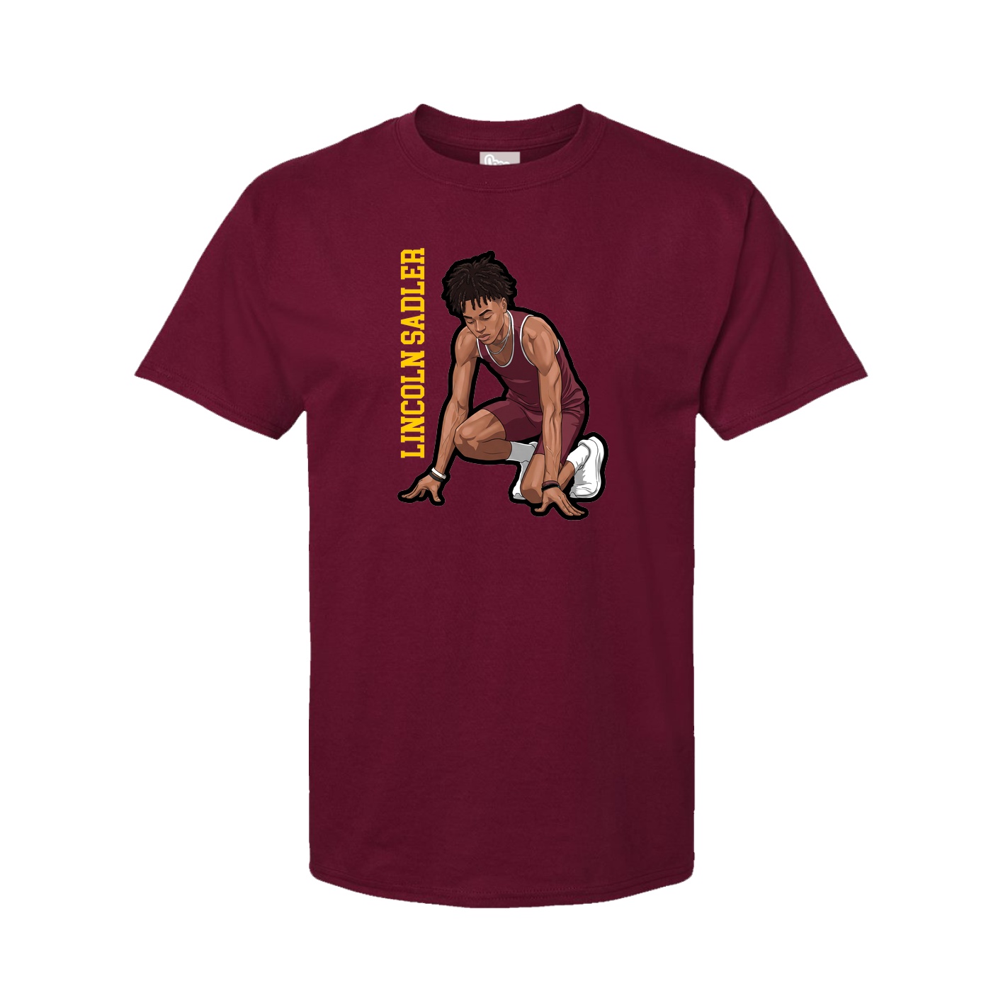 Youth Tee — Name Vertical in Cardinal