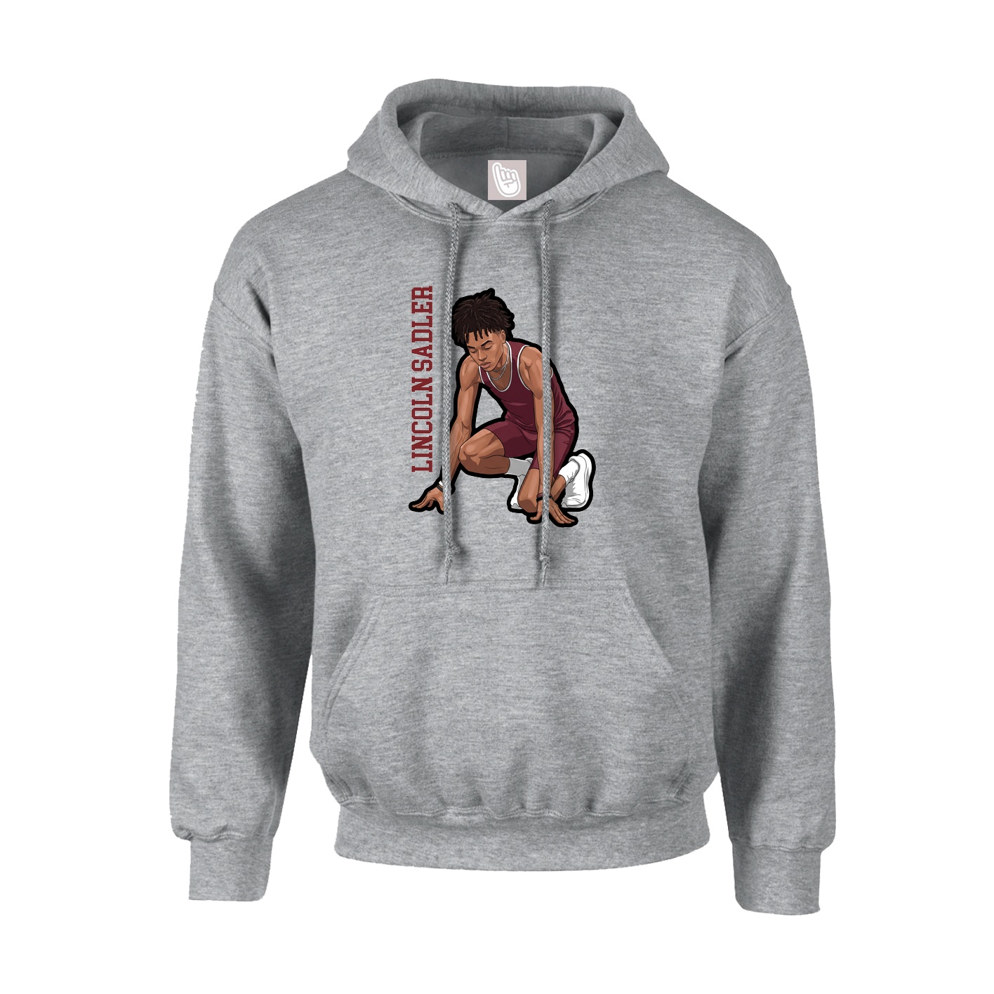 Youth Hoodie — Name Vertical in Grey
