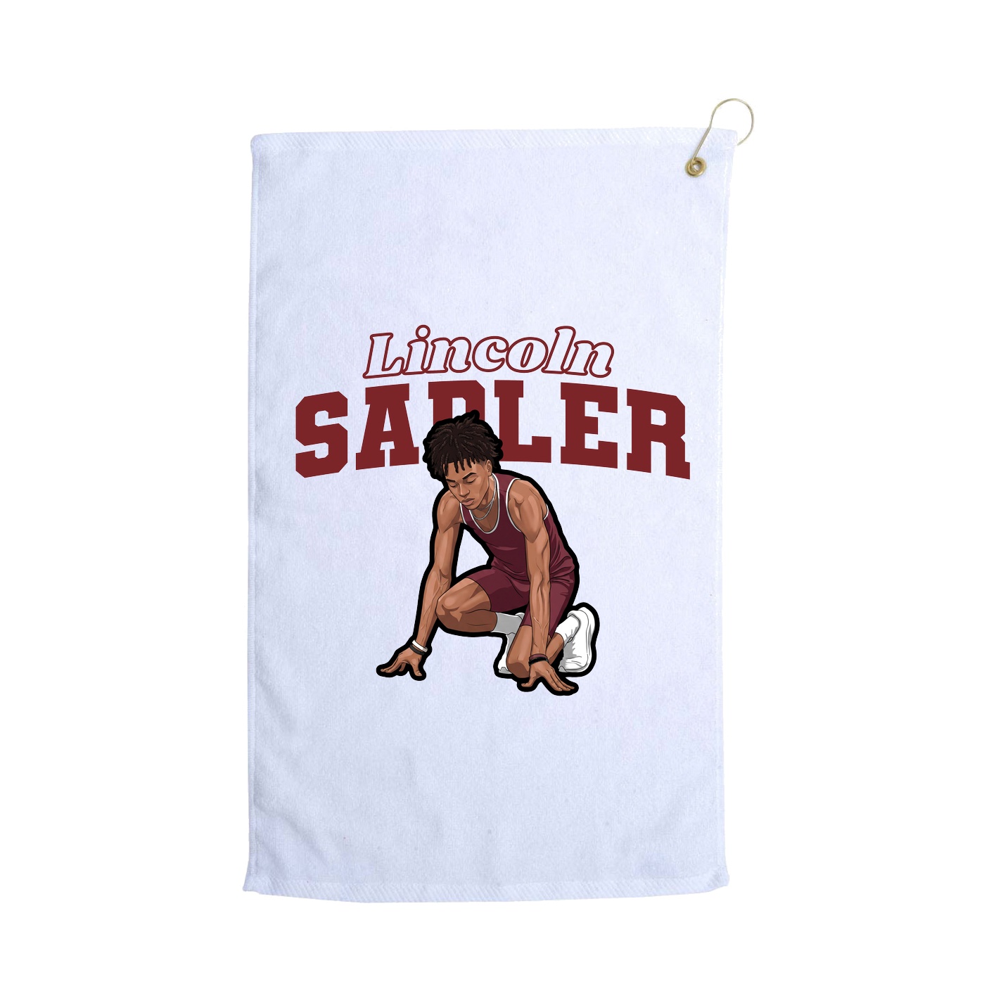 Golf Towel — Name Arch in White