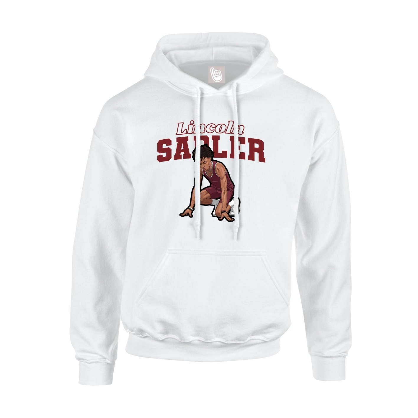 Youth Hoodie — Name Arch in White