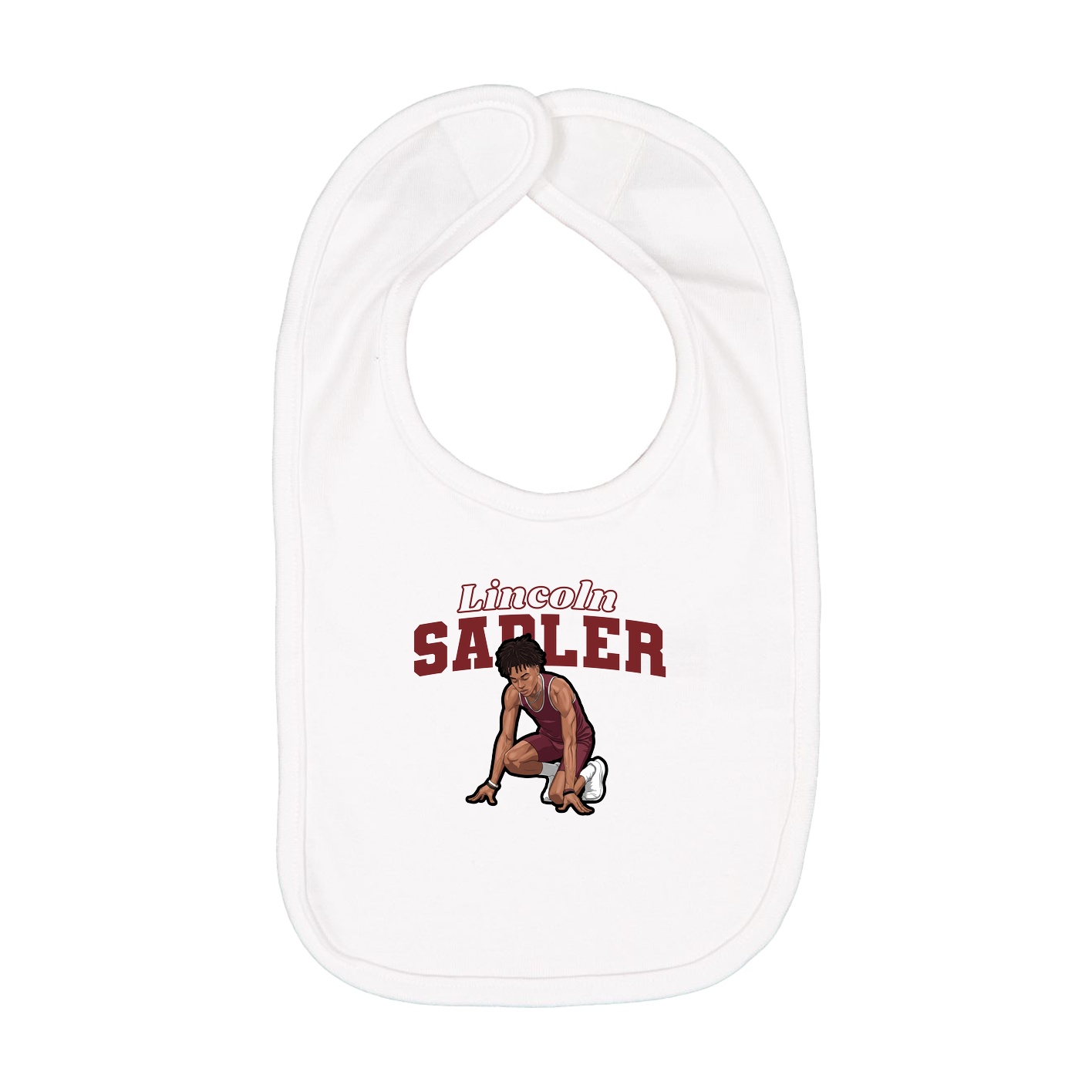 Infant Bib — Name Arch in White