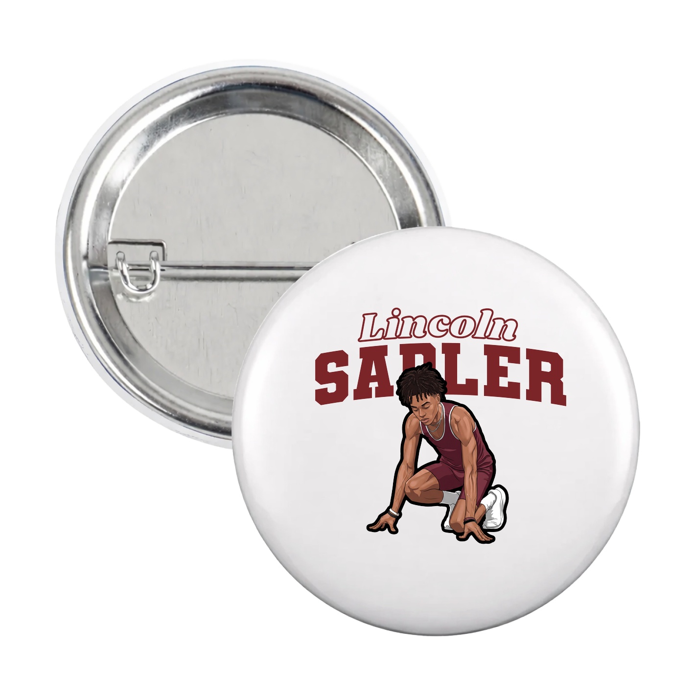 Game Day Button — Name Arch in White