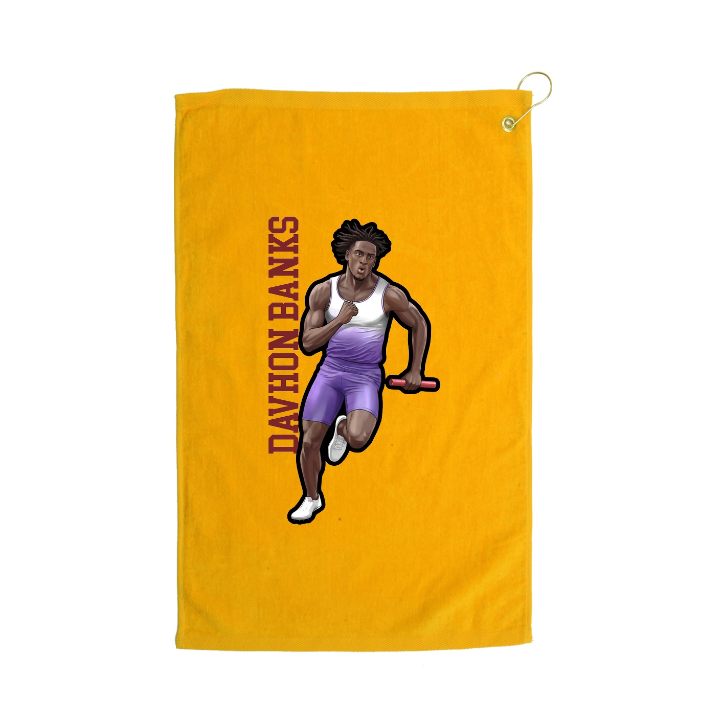Golf Towel — Name Vertical in Gold