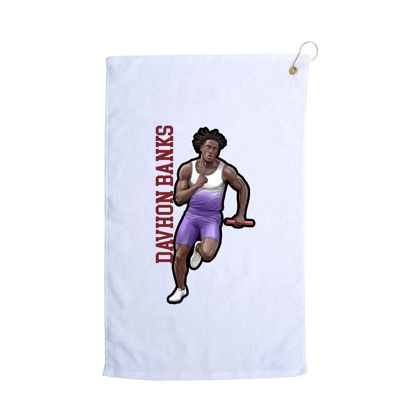 Golf Towel — Name Vertical in White