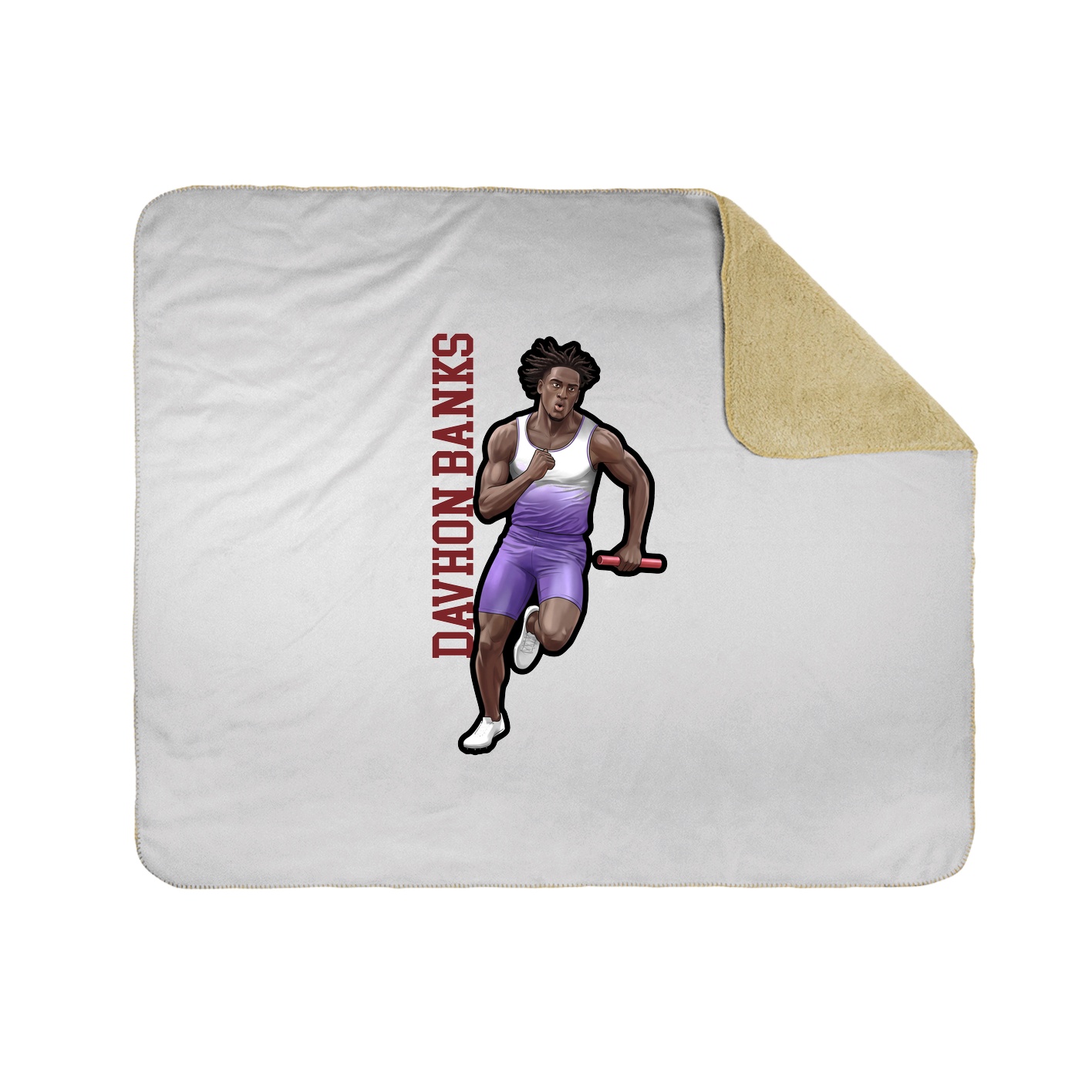 Throw Blanket — Name Vertical in White