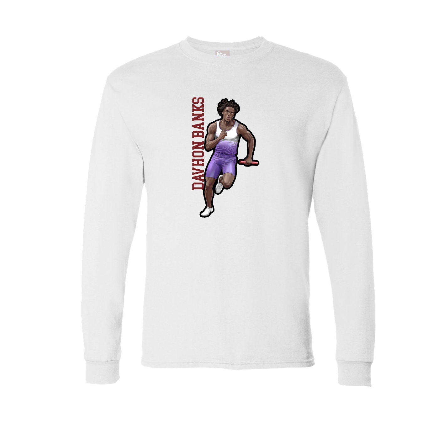 Long Sleeve Tee — Name Vertical in White