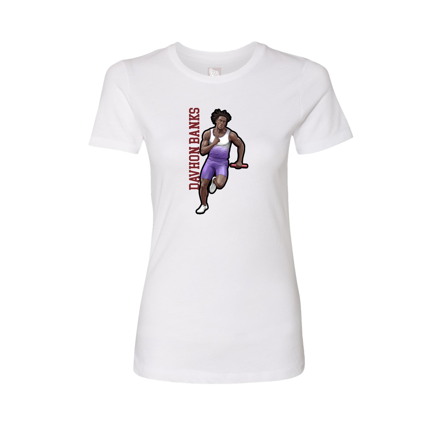 Fitted Women's Tee — Name Vertical in White