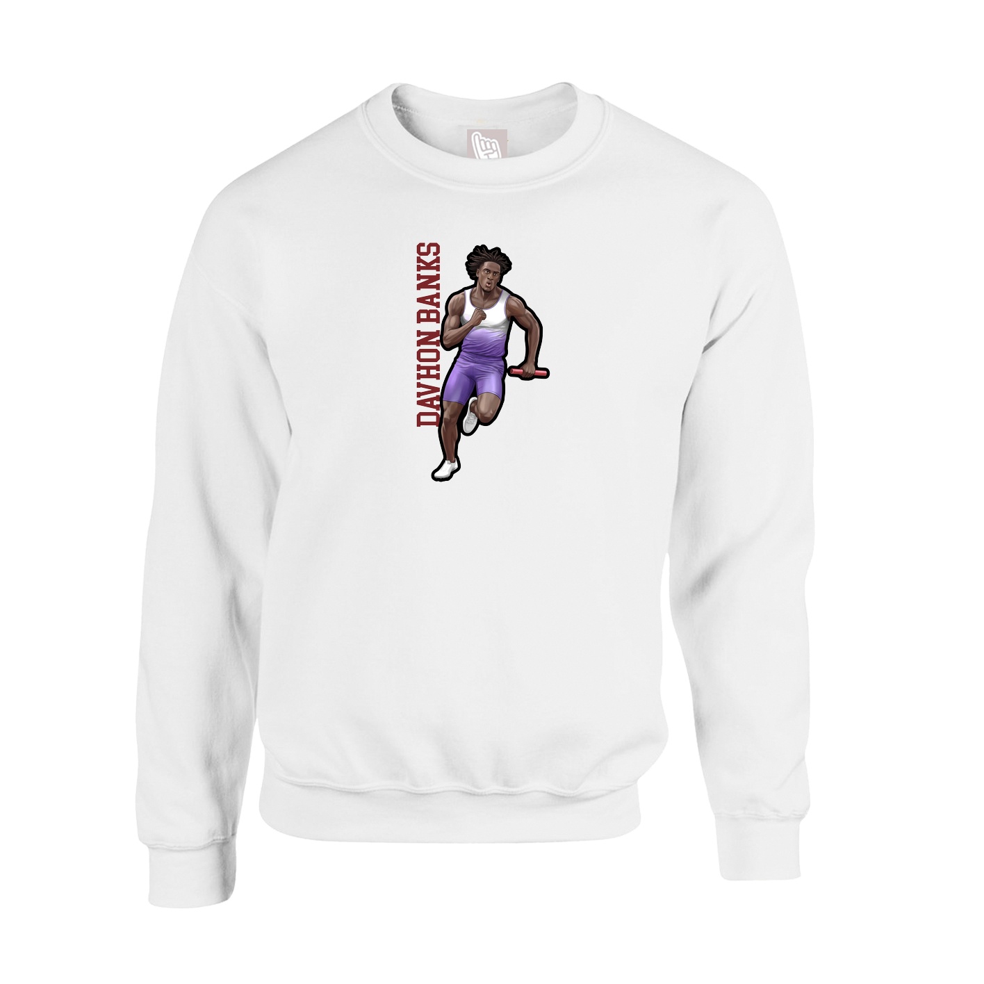 Fleece Crew — Name Vertical in White