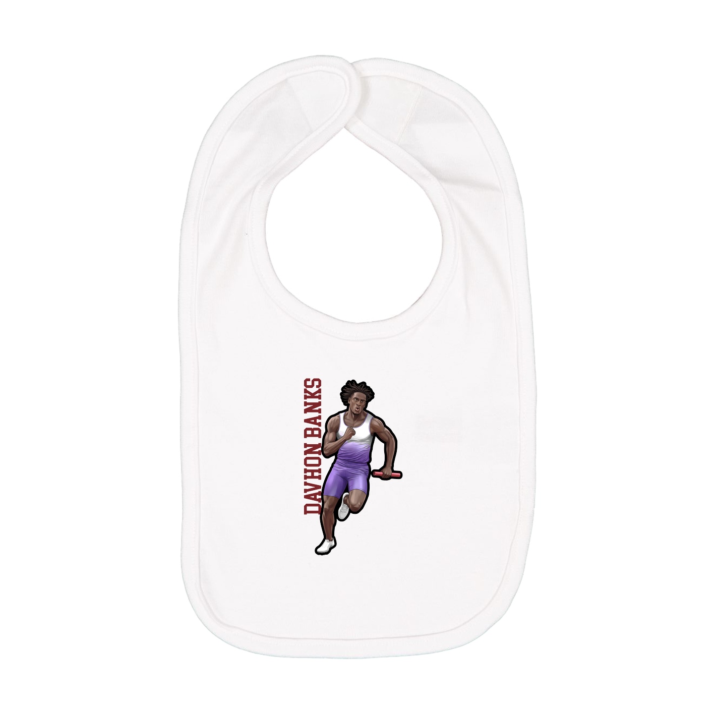Infant Bib — Name Vertical in White