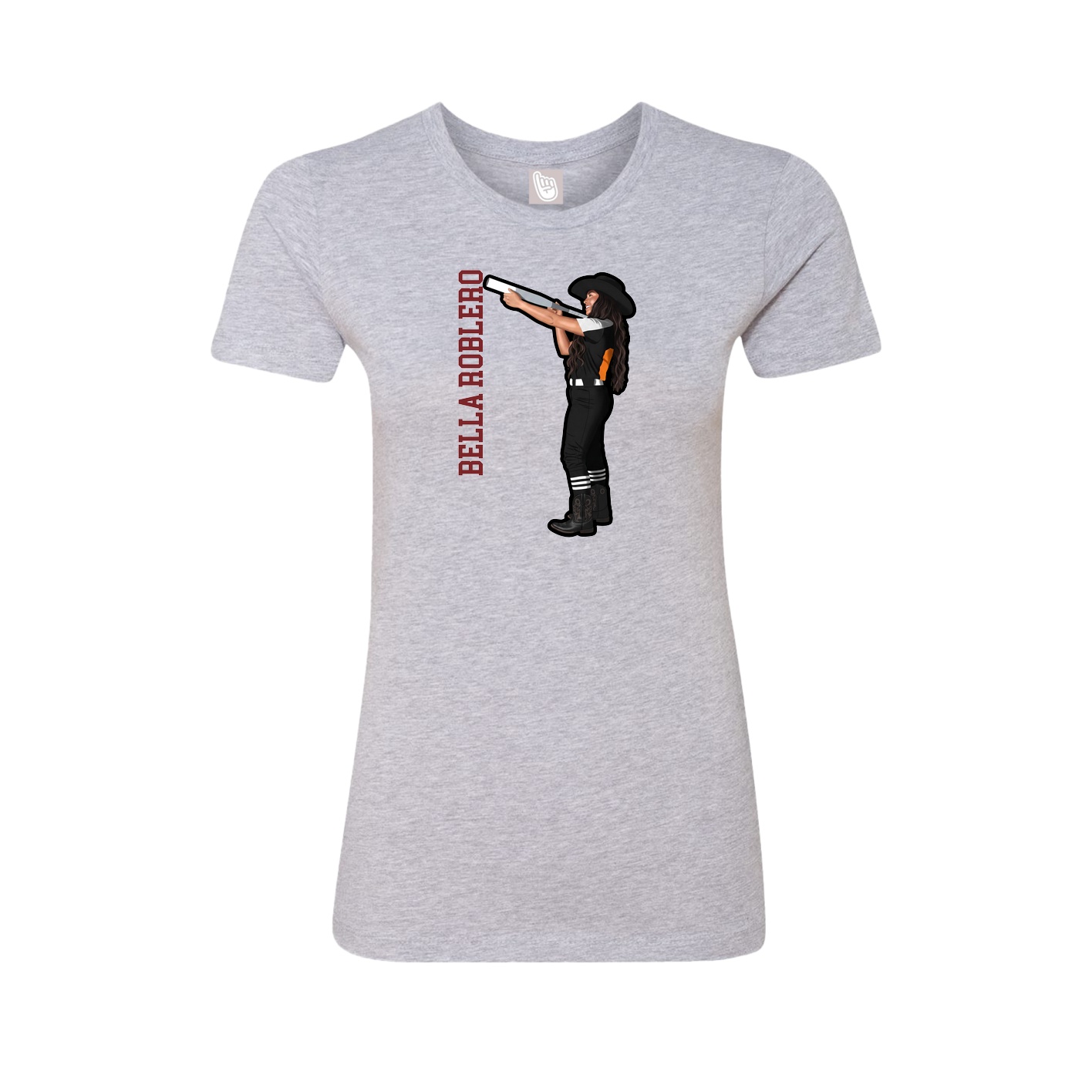 Fitted Women's Tee — Name Vertical in Grey