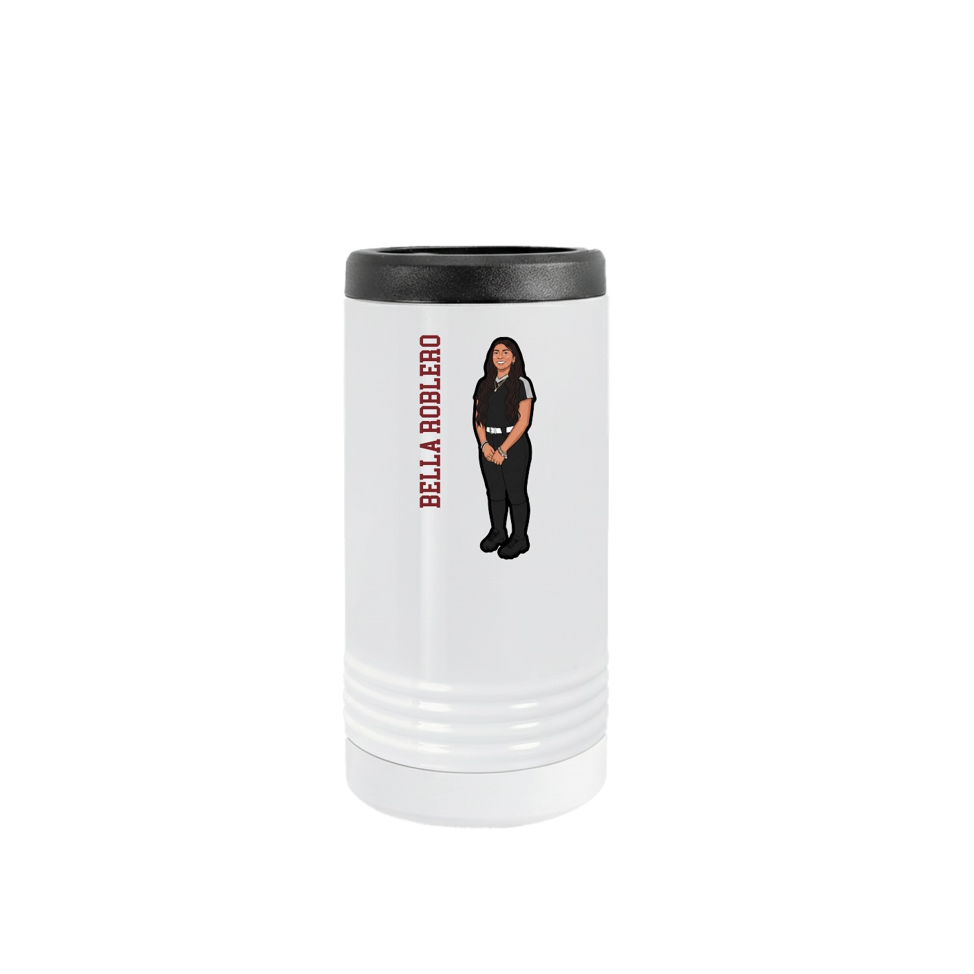 Slim Beverage Holder — Name Vertical in White