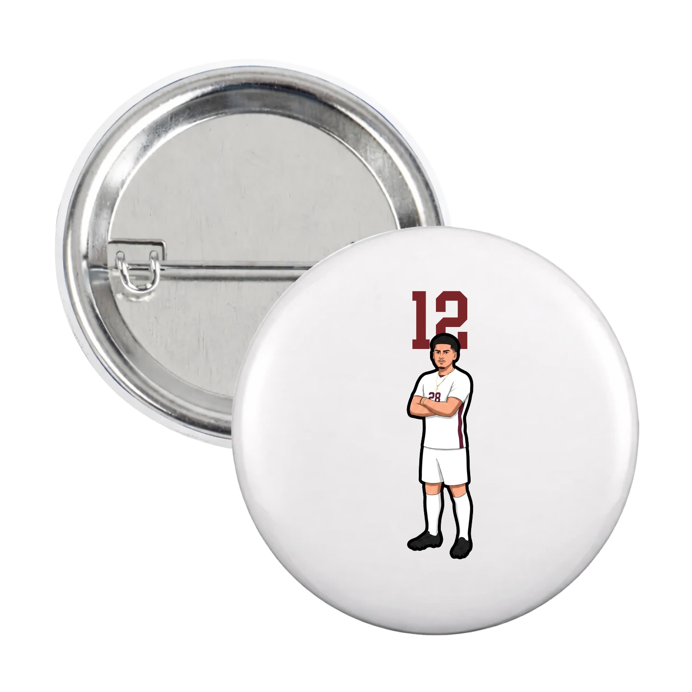 Game Day Button — Number Top in White