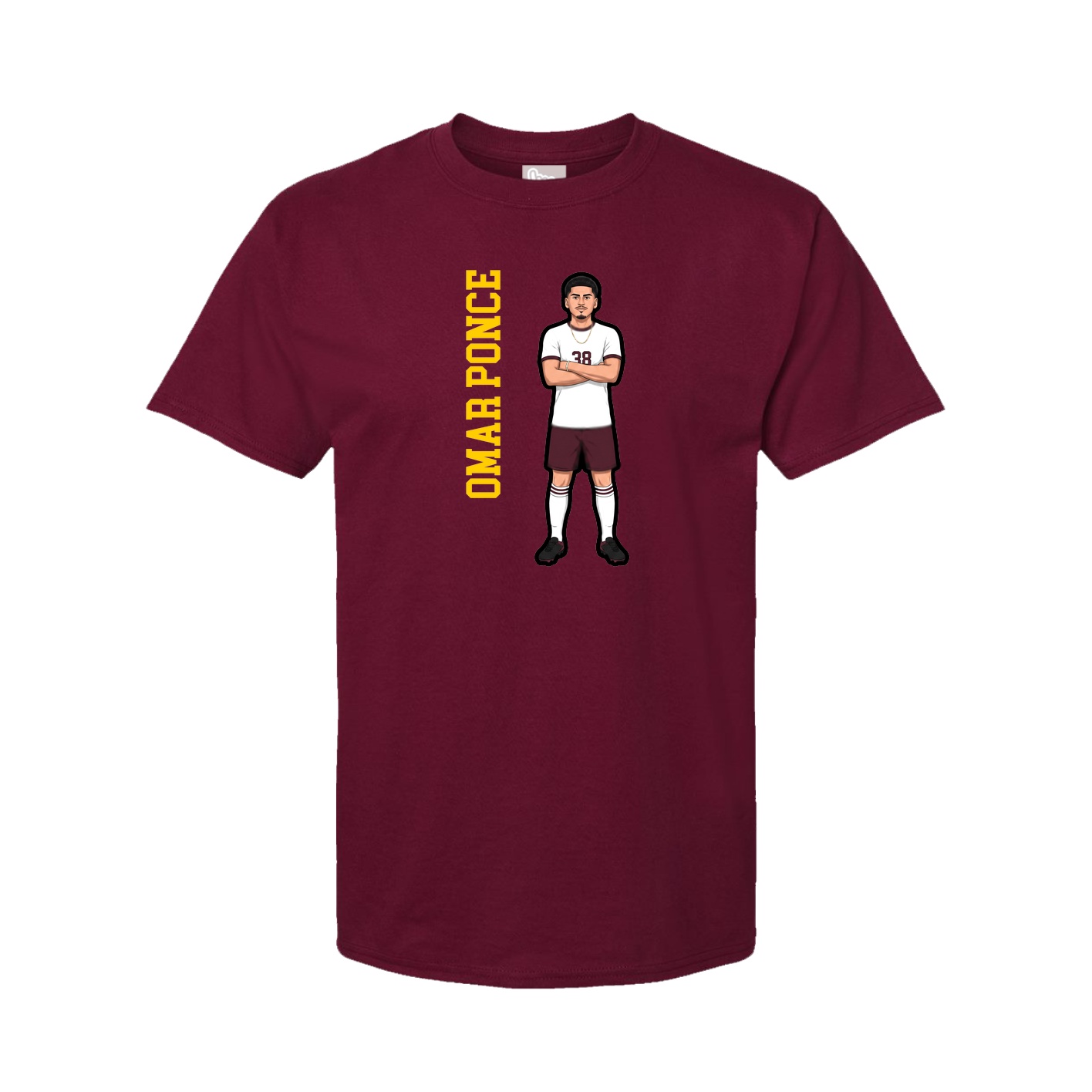 Youth Tee — Name Vertical in Cardinal