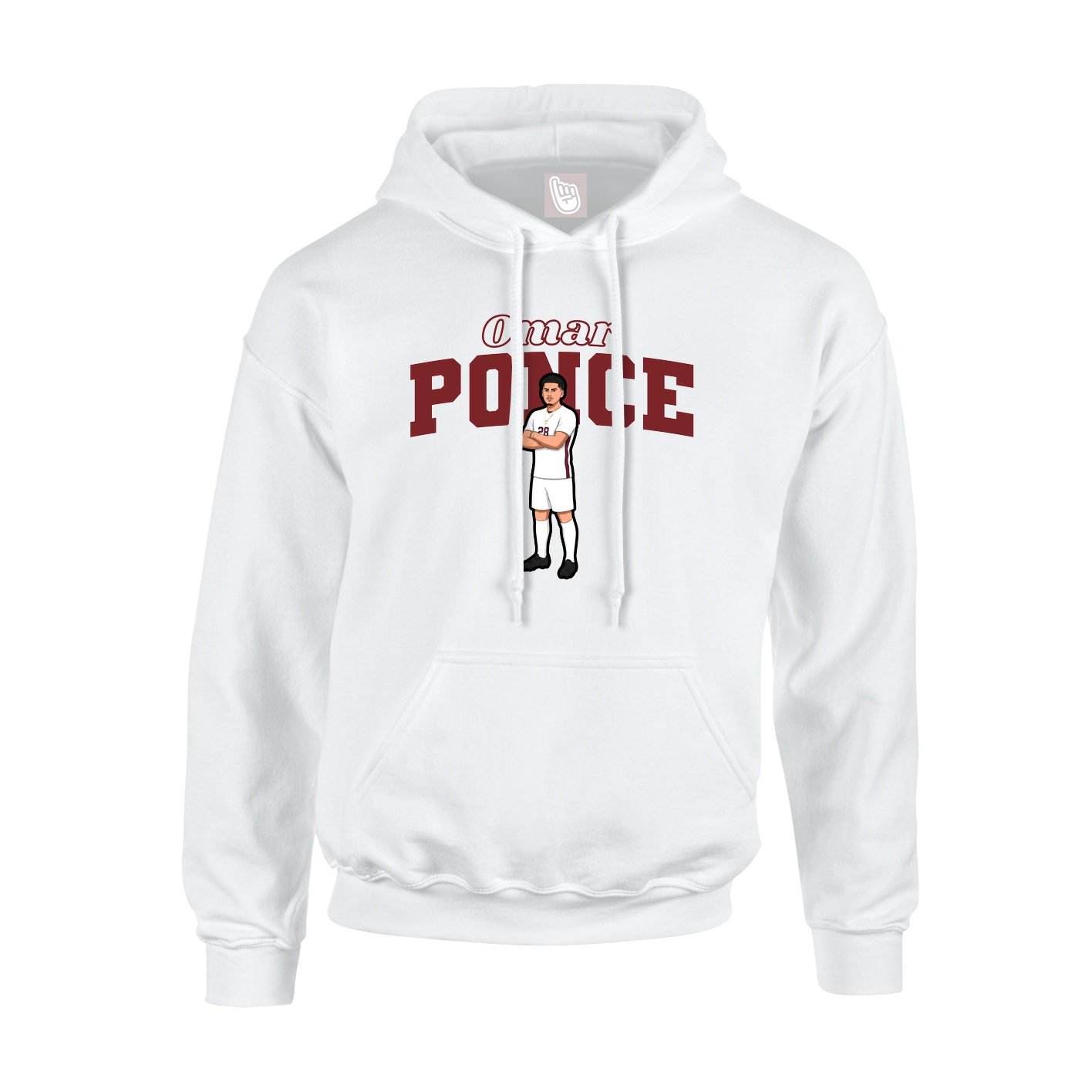 Youth Hoodie — Name Arch in White