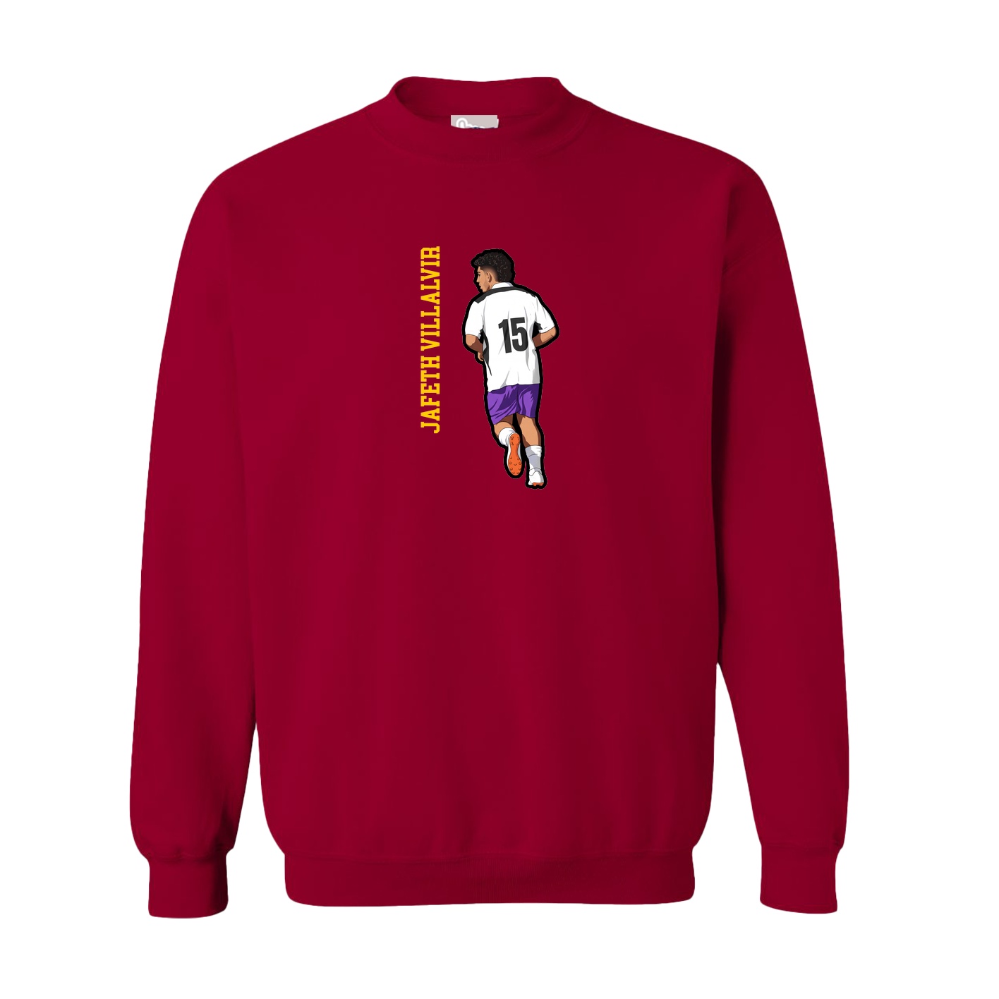 Fleece Crew — Name Vertical in Cardinal