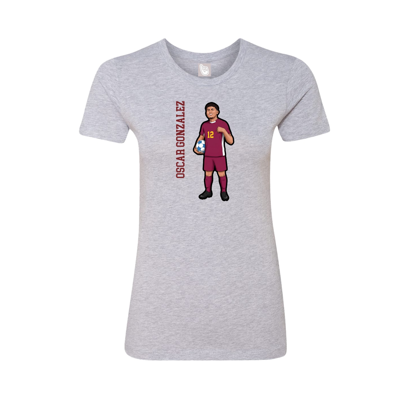 Fitted Women's Tee — Name Vertical in Grey