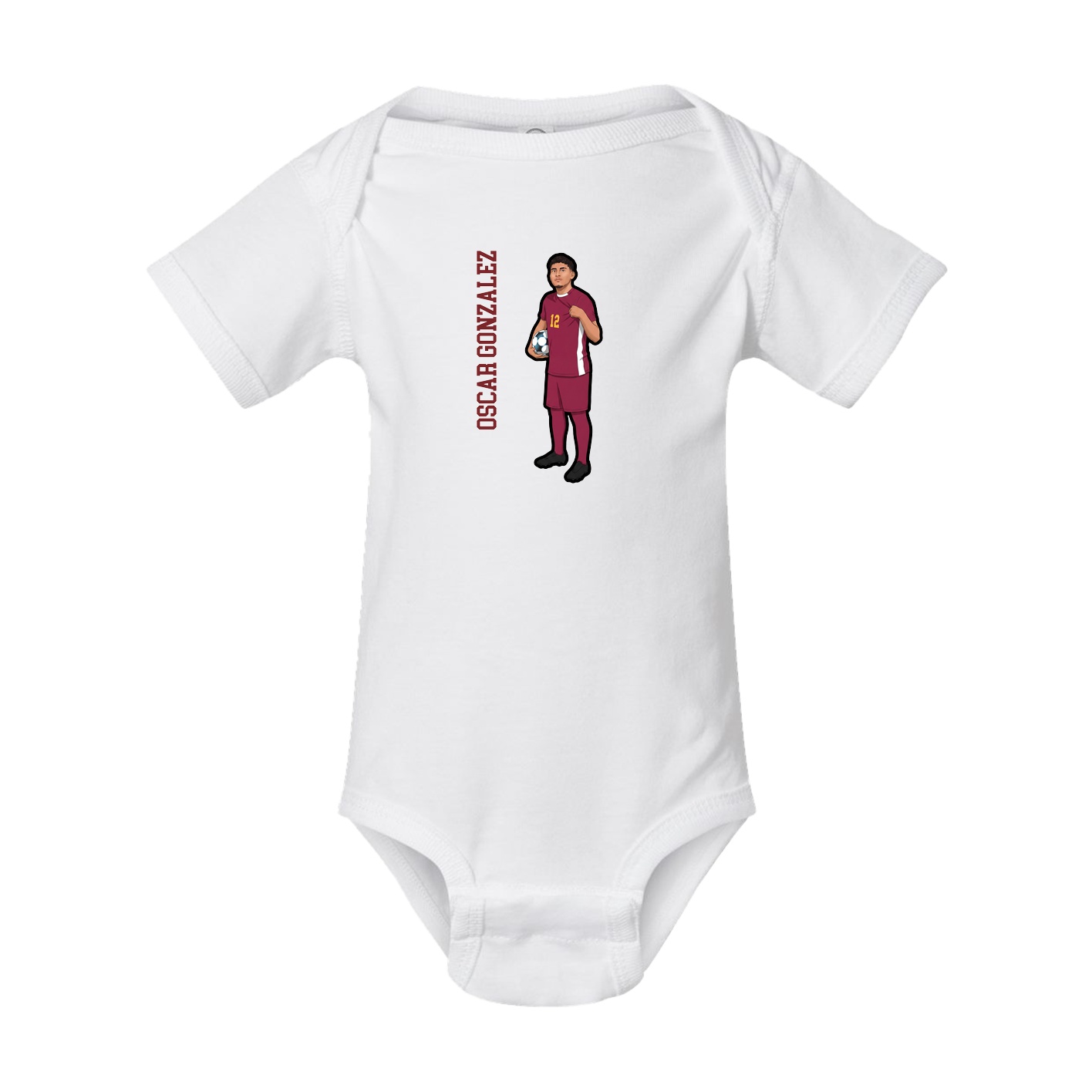 Baby Onesie — Name Vertical in White