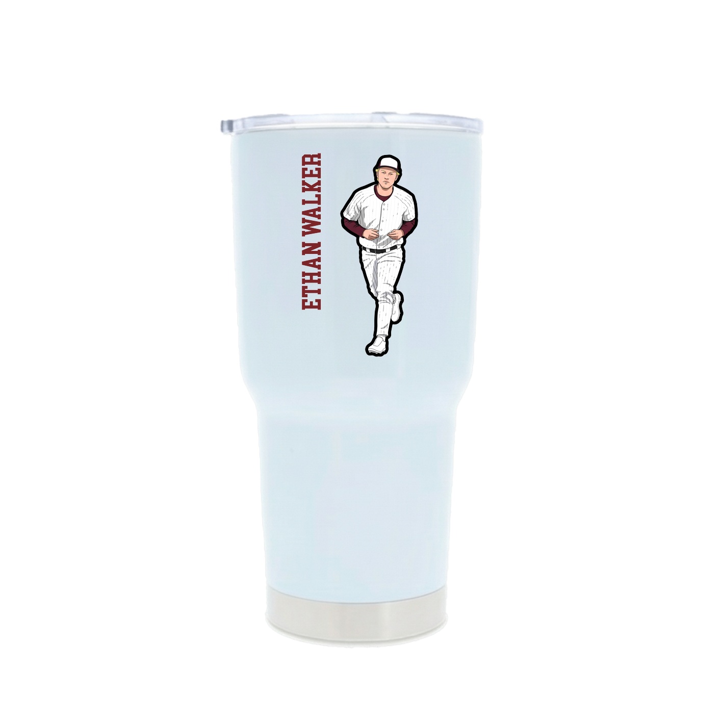 30oz Stainless Steel Tumbler — Name Vertical in White