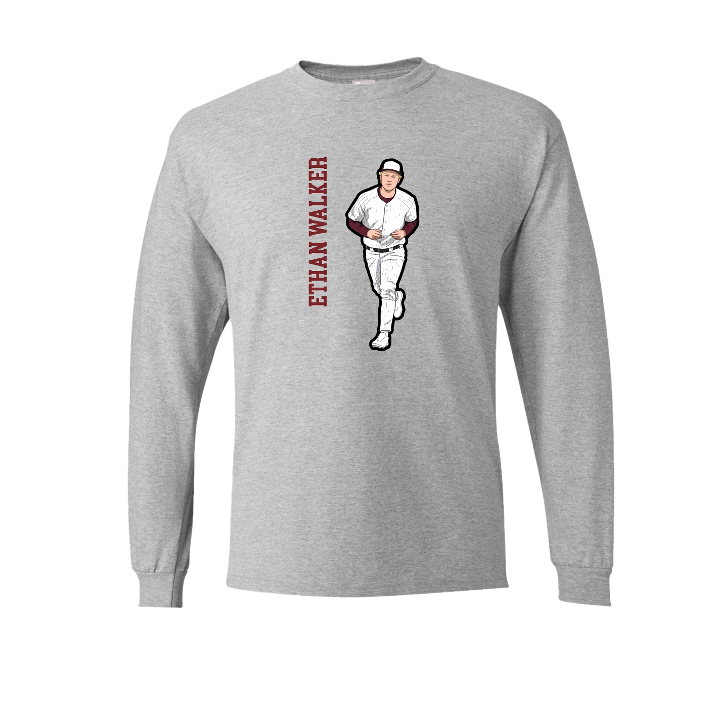 Long Sleeve Tee — Name Vertical in Grey