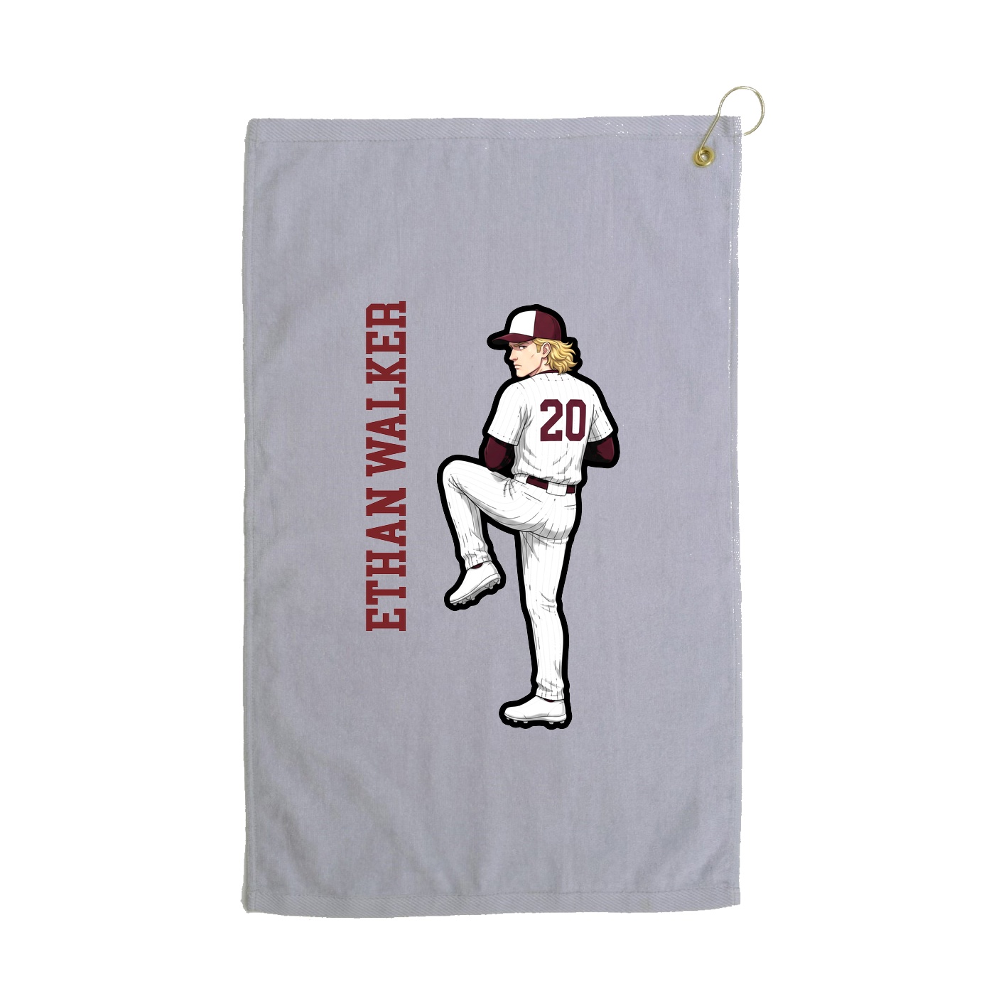 Golf Towel — Name Vertical in Grey