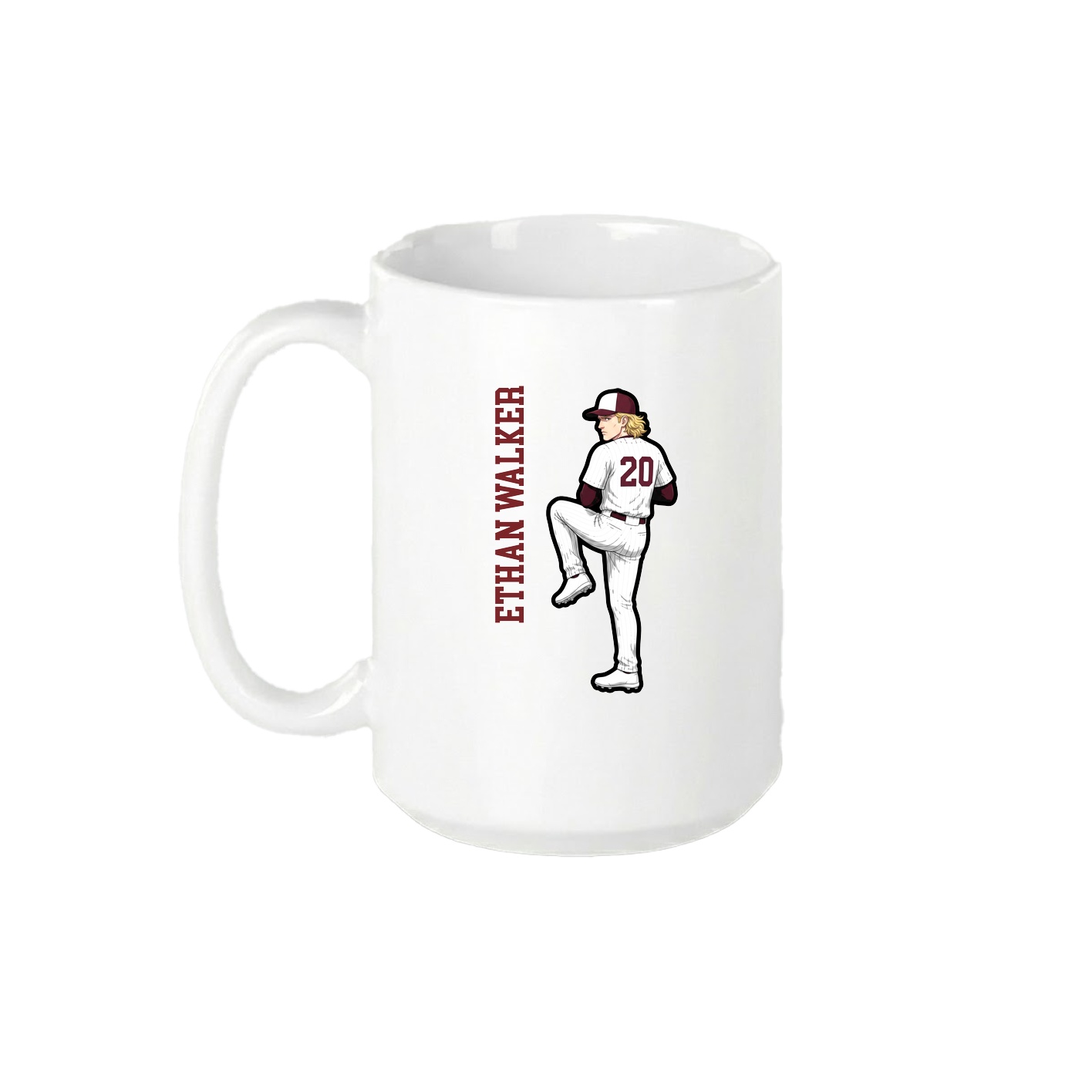 15oz Coffee Mug — Name Vertical in White