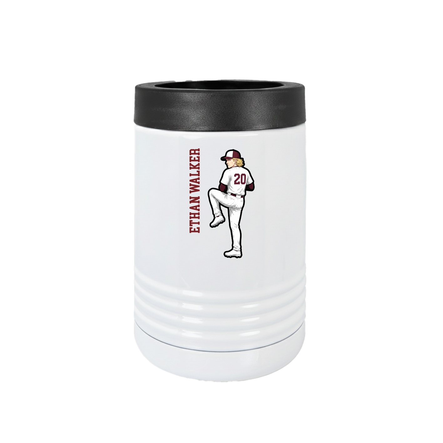 Beverage Holder — Name Vertical in White