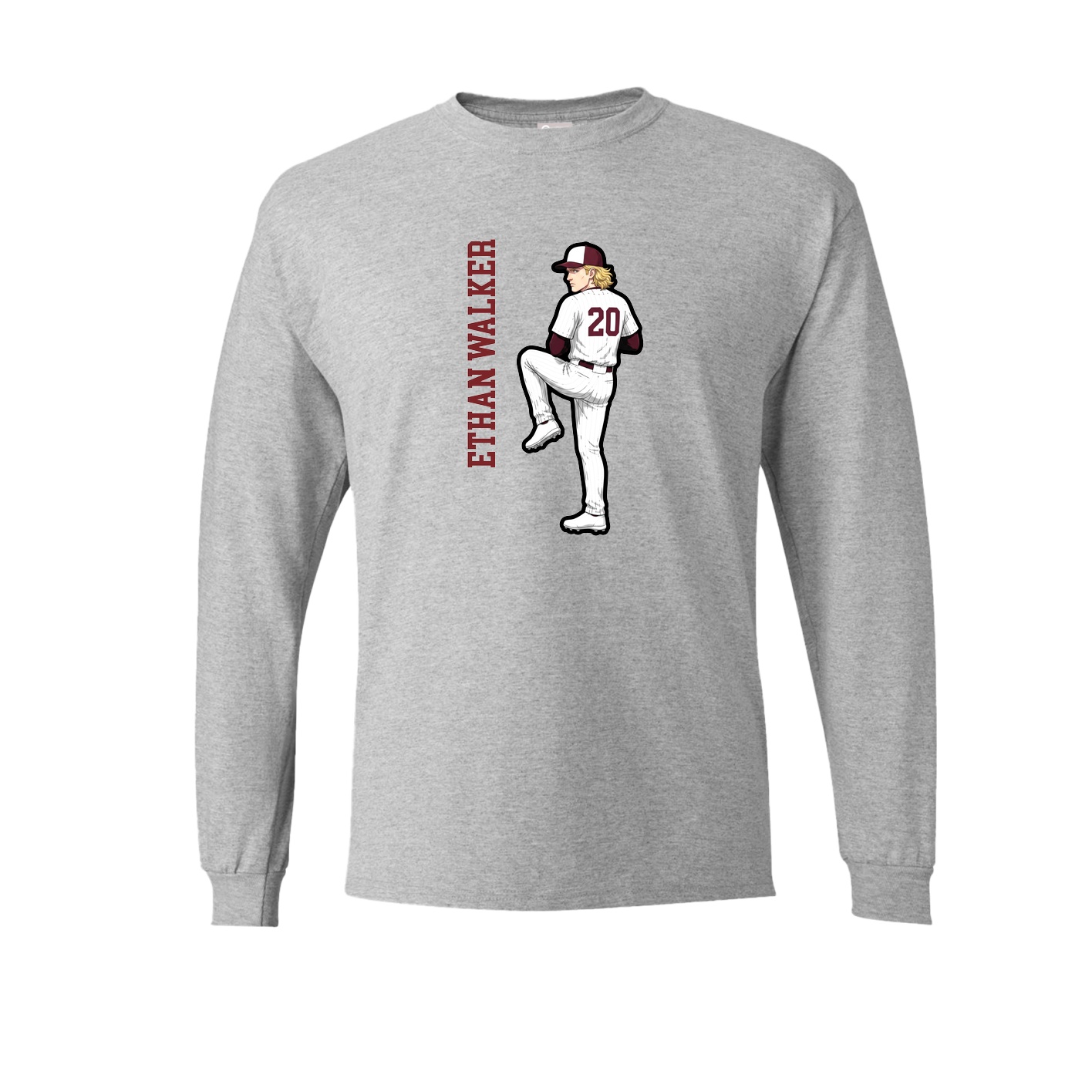 Long Sleeve Tee — Name Vertical in Grey