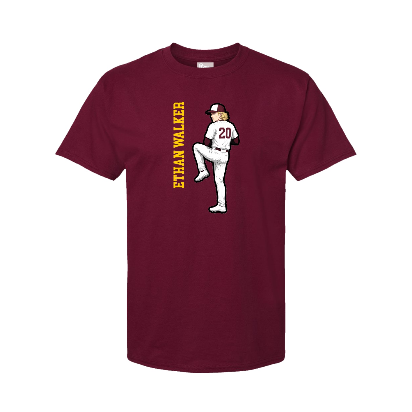 Youth Tee — Name Vertical in Cardinal