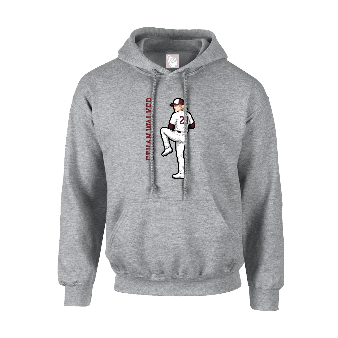 Youth Hoodie — Name Vertical in Grey