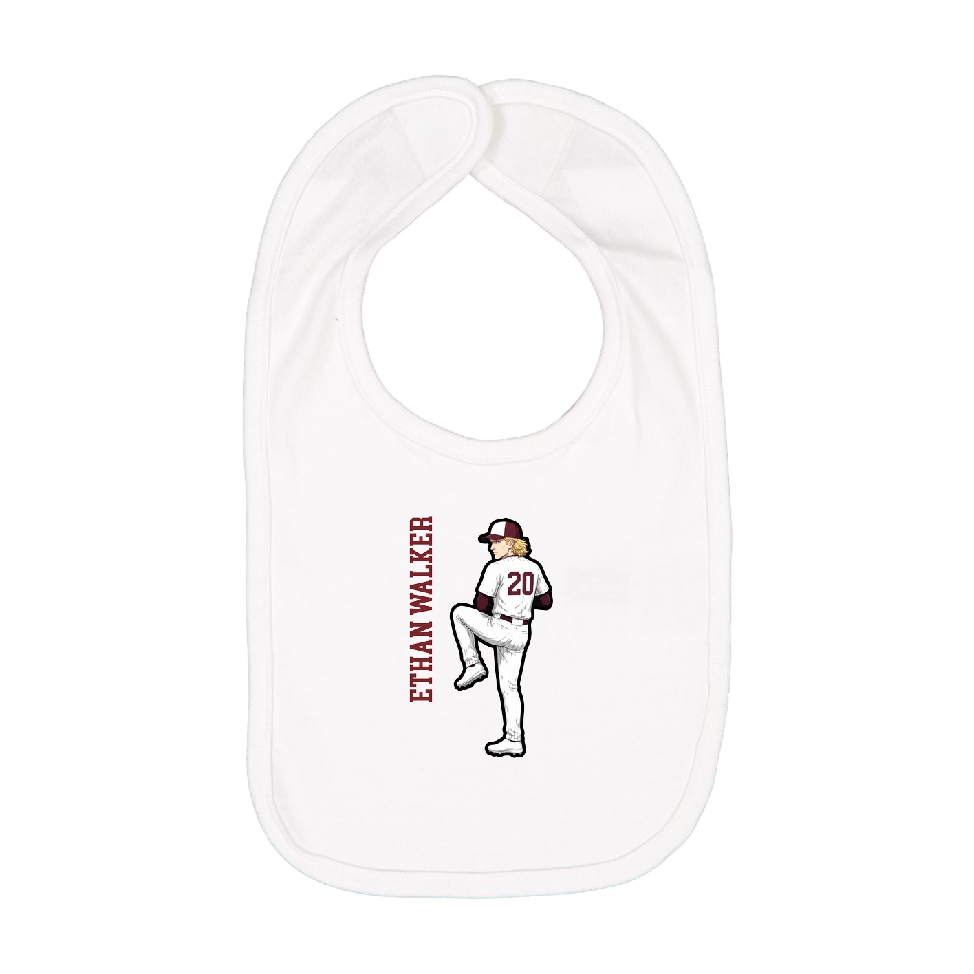 Infant Bib — Name Vertical in White