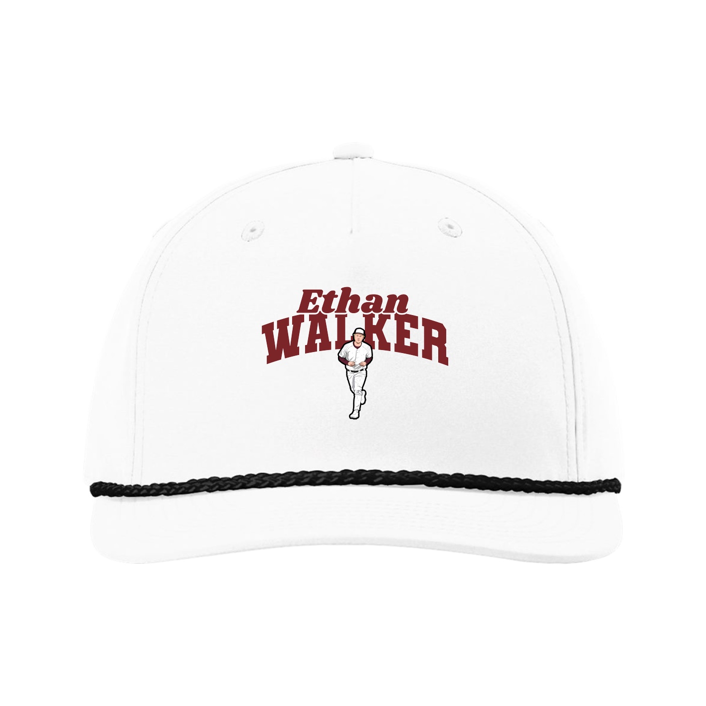 Five-Panel Classic Rope Cap — Signature Arch in White