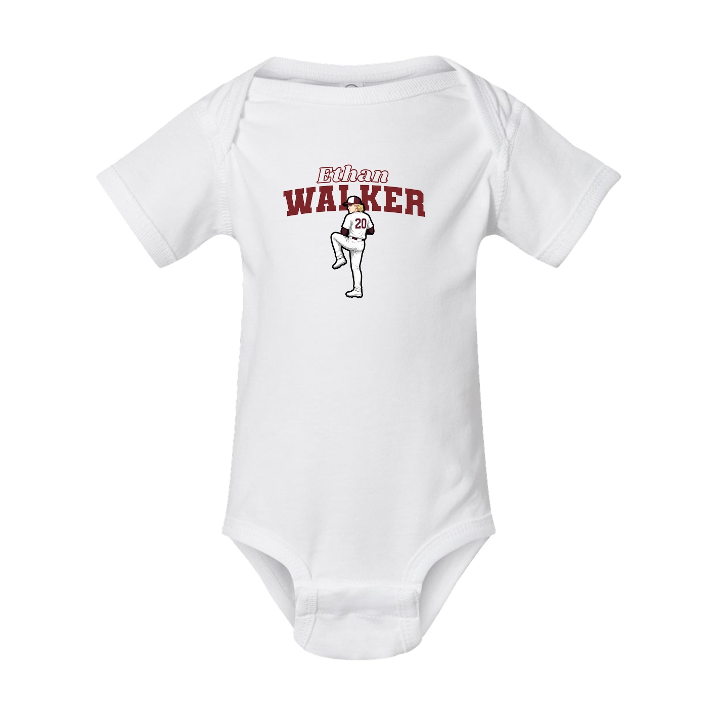 Baby Onesie — Name Arch in White