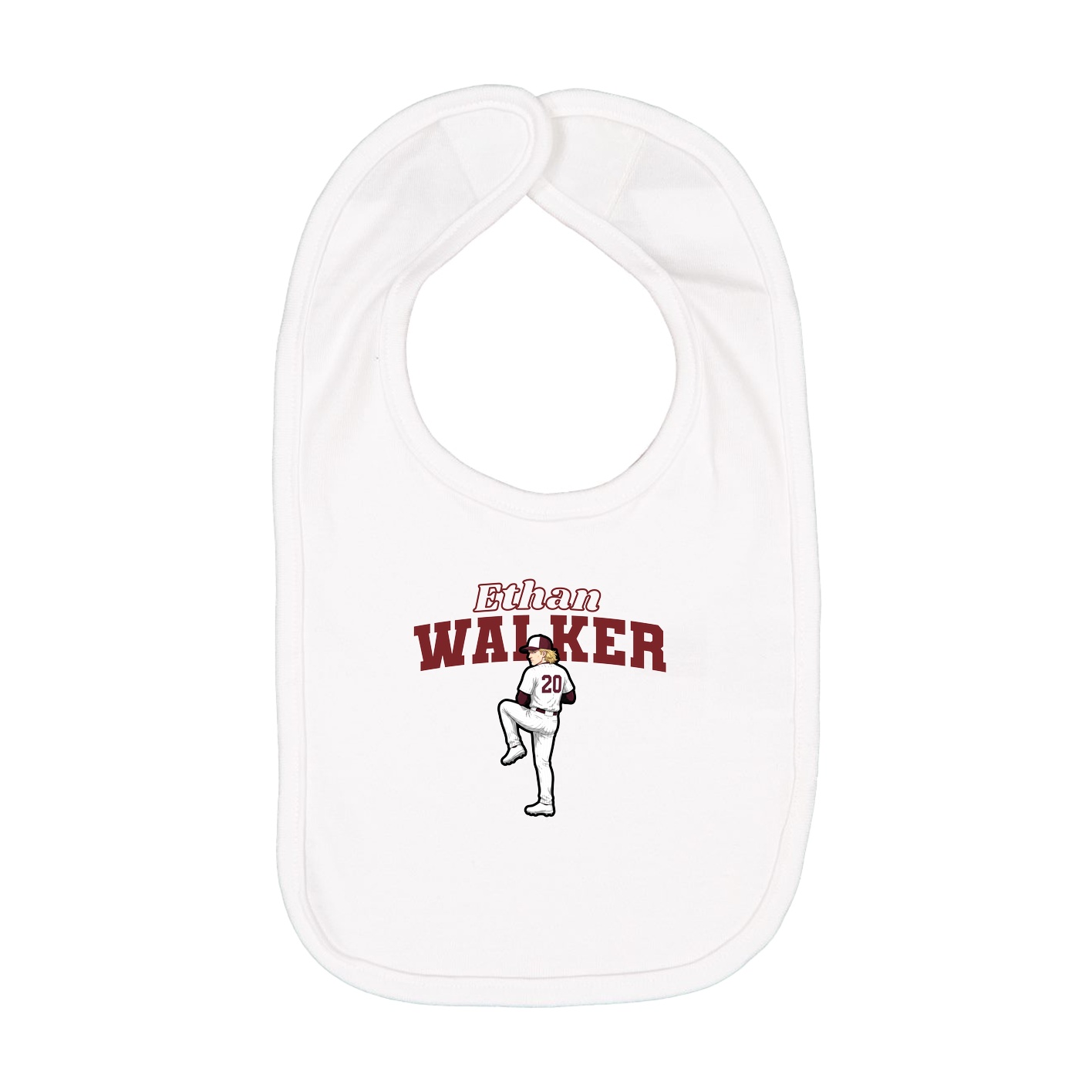 Infant Bib — Name Arch in White