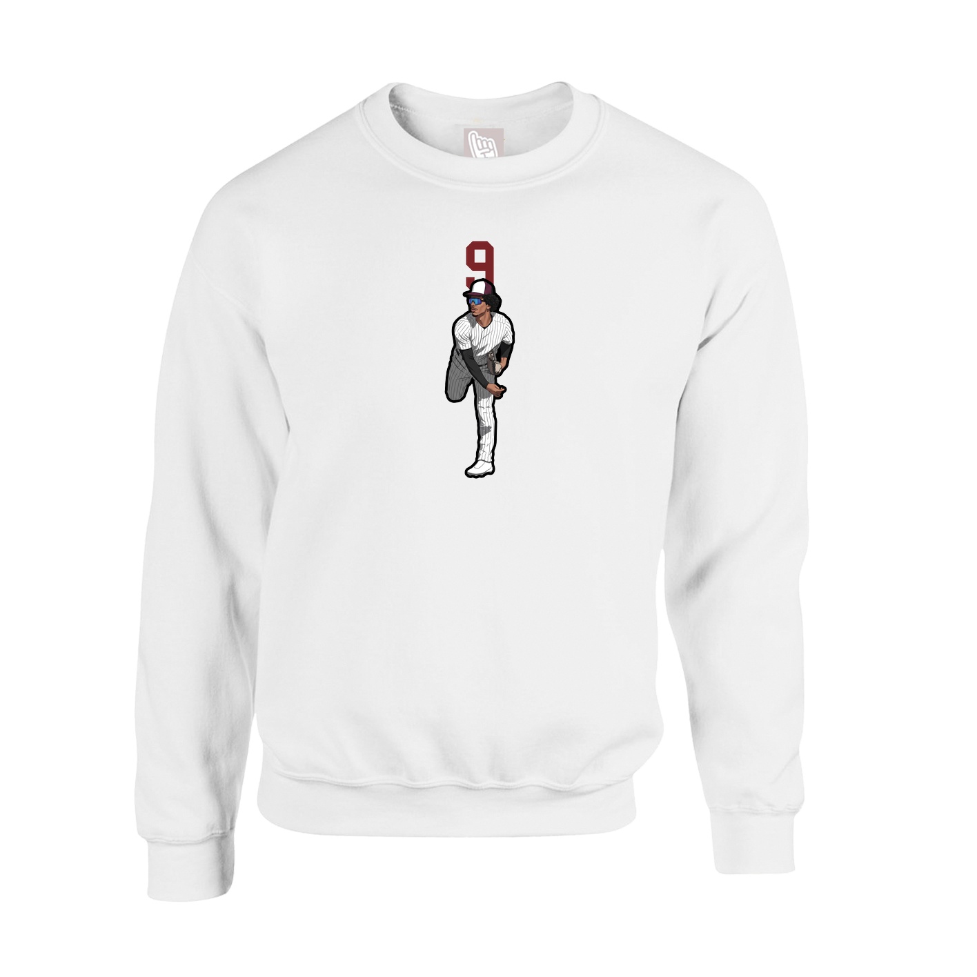 Fleece Crew — Number Top in White