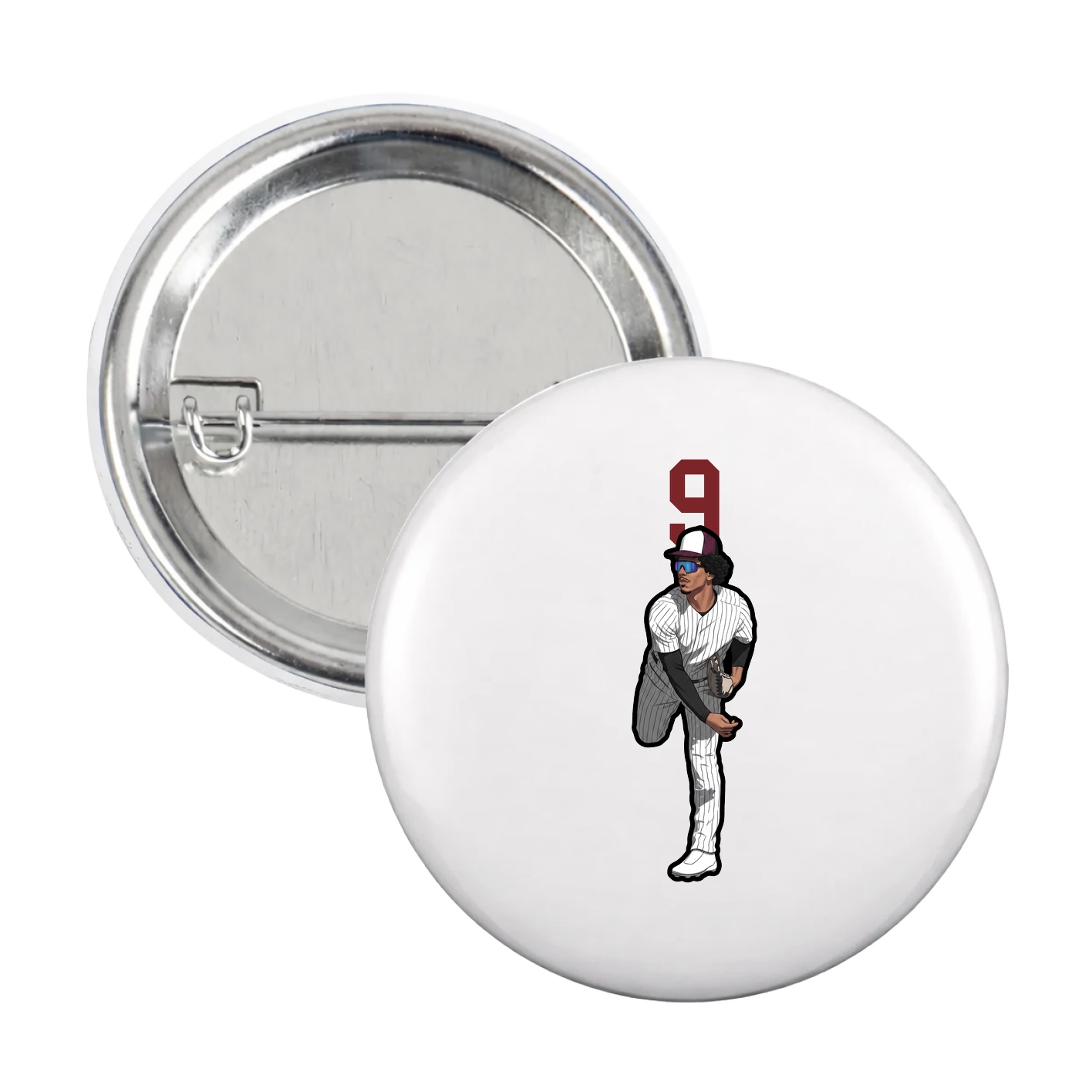 Game Day Button — Number Top in White