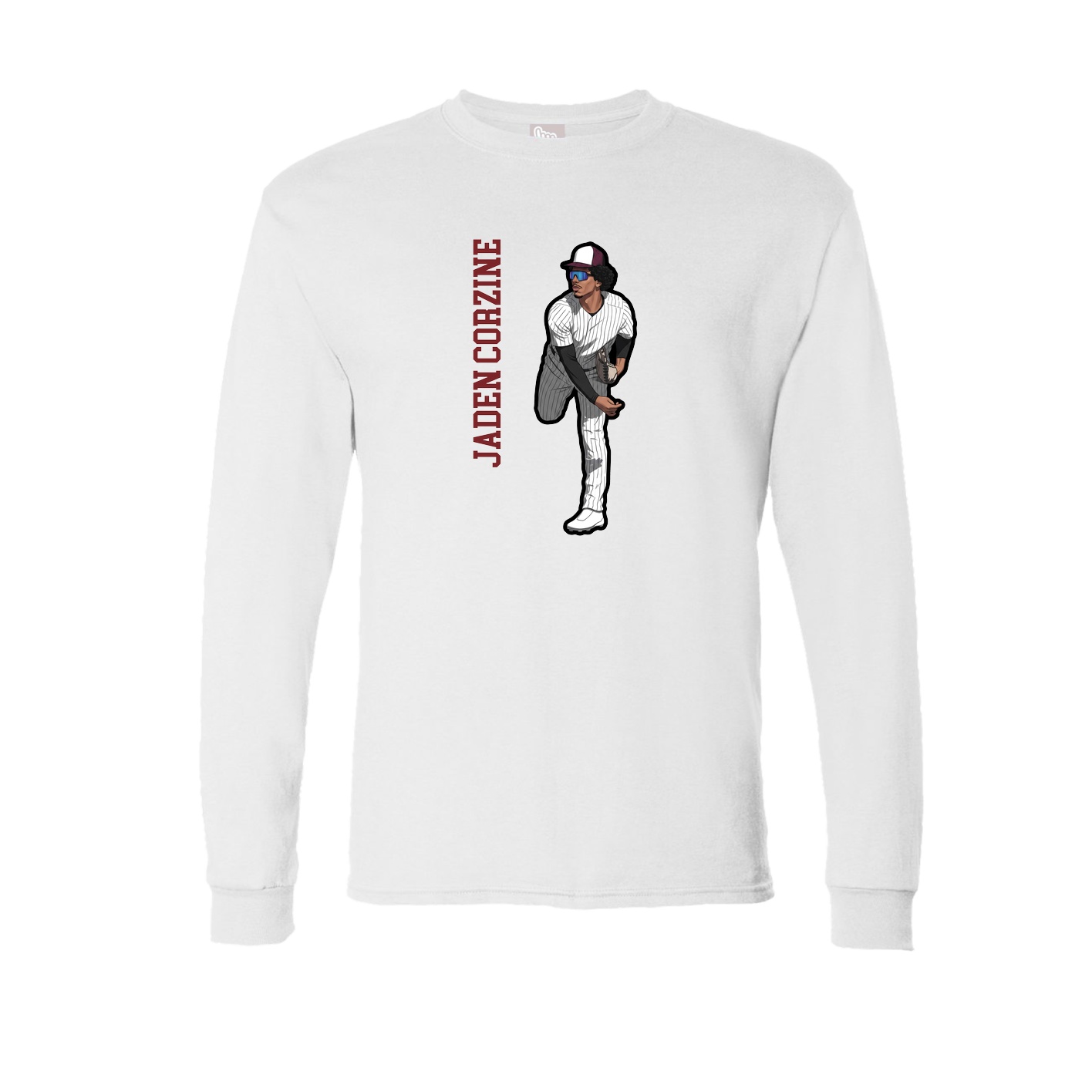Long Sleeve Tee — Name Vertical in White