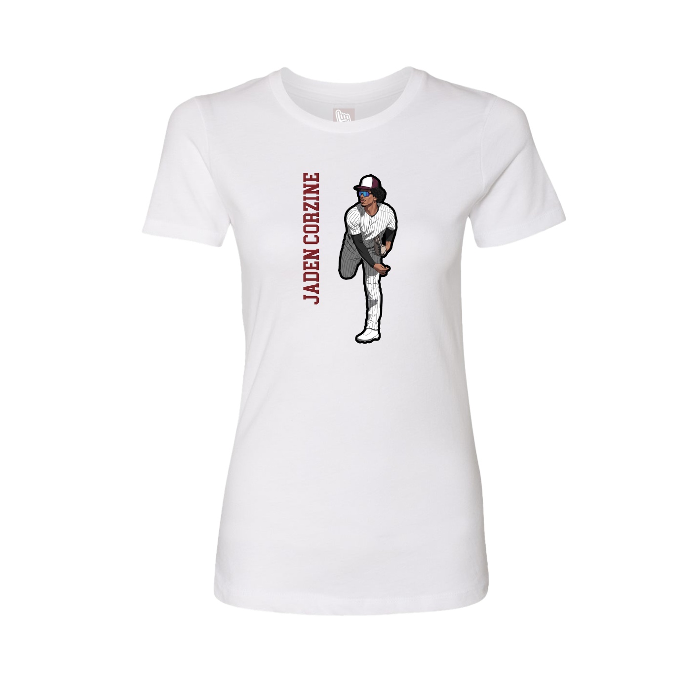 Fitted Women's Tee — Name Vertical in White