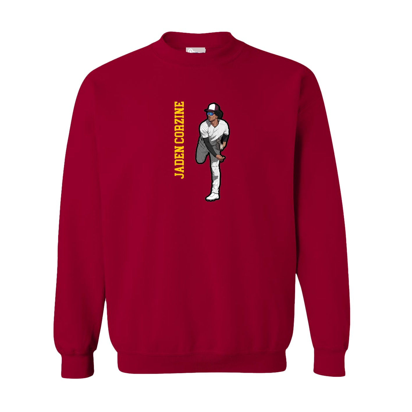 Fleece Crew — Name Vertical in Cardinal