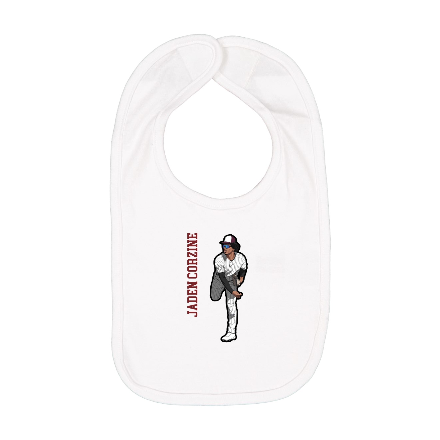 Infant Bib — Name Vertical in White