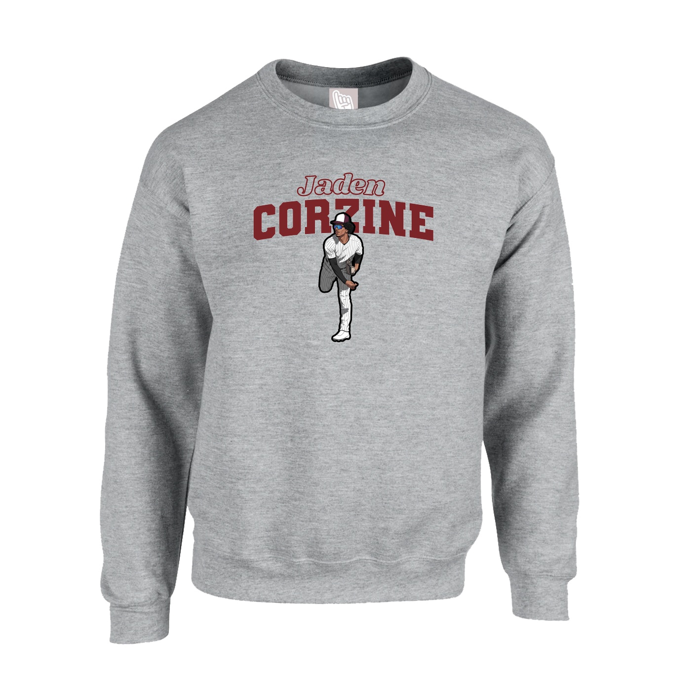 Fleece Crew — Name Arch in Grey
