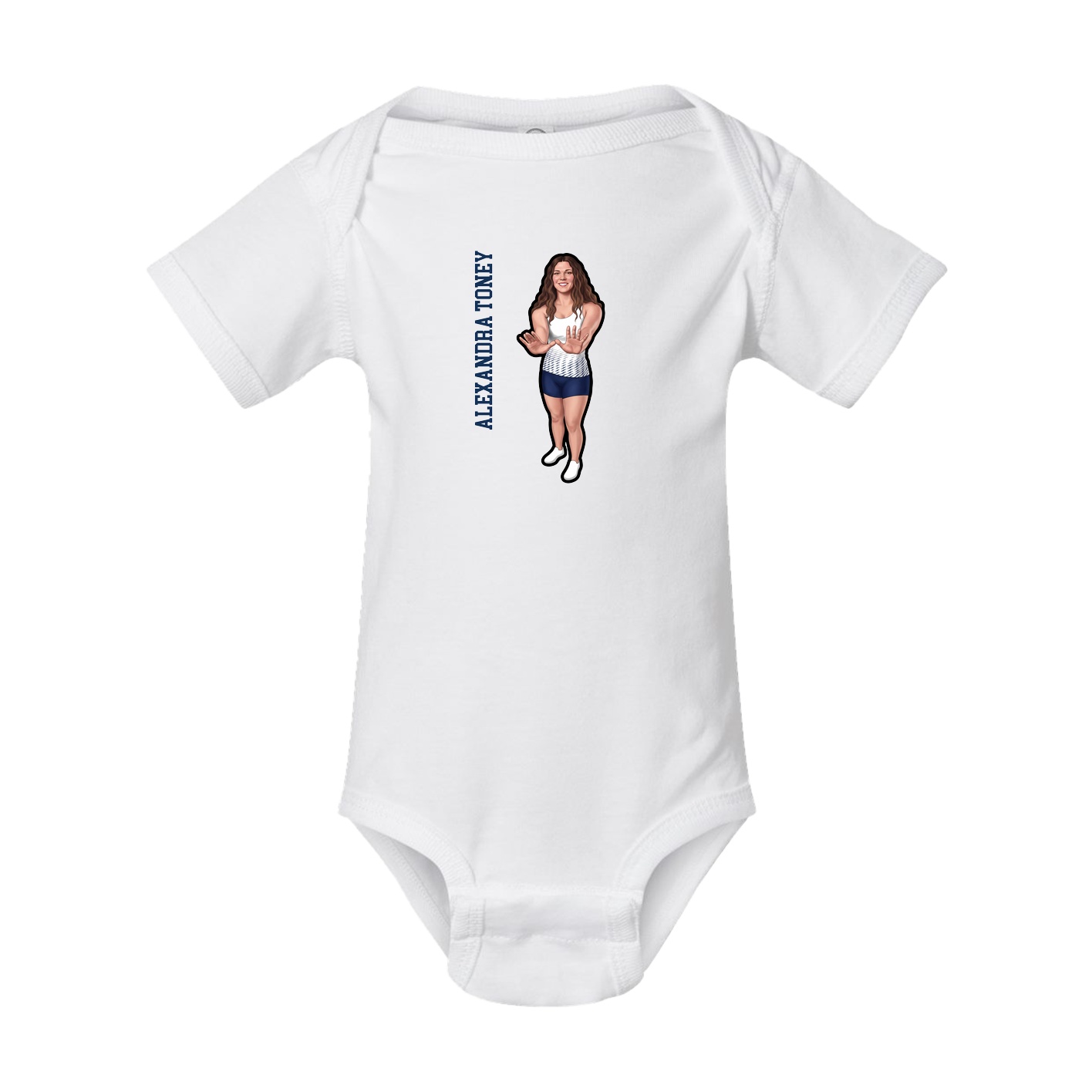 Baby Onesie — Name Vertical in White