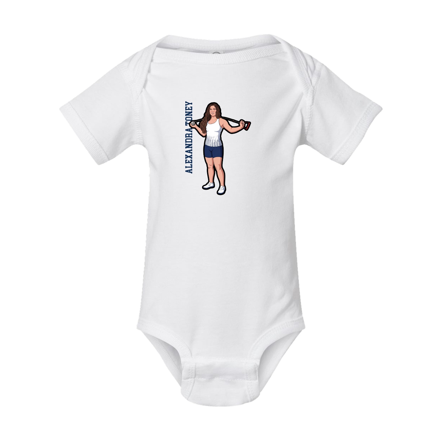 Baby Onesie — Name Vertical in White
