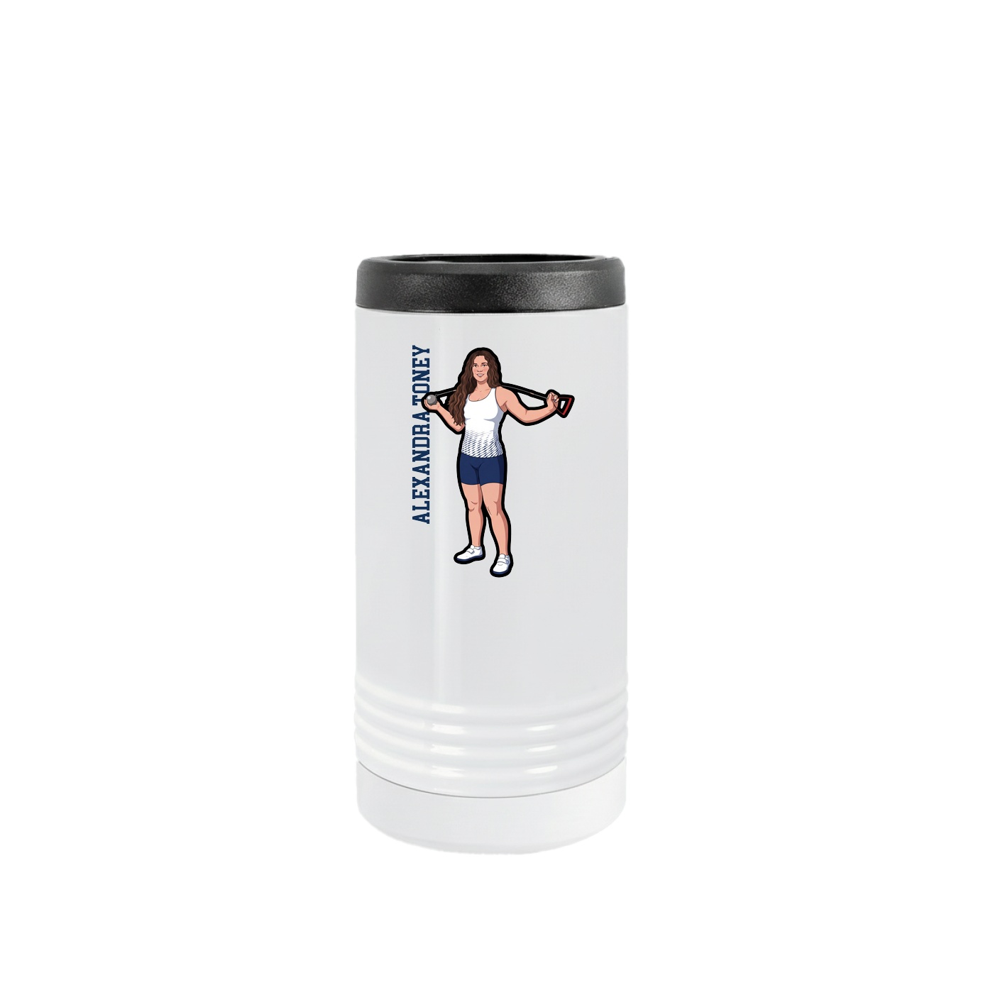 Slim Beverage Holder — Name Vertical in White