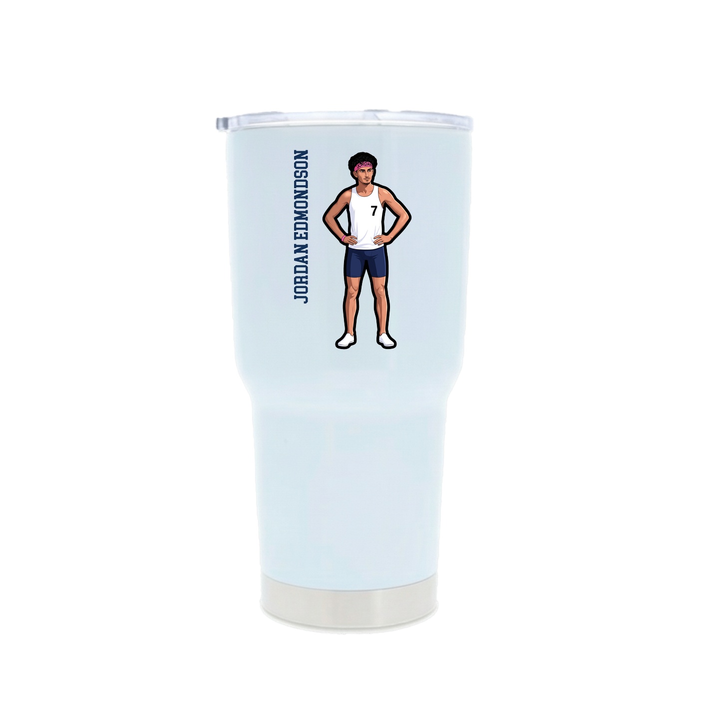 30oz Stainless Steel Tumbler — Name Vertical in White