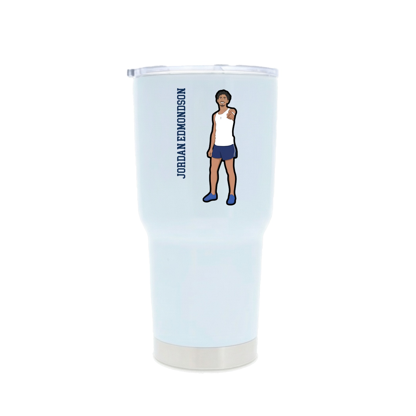 30oz Stainless Steel Tumbler — Name Vertical in White