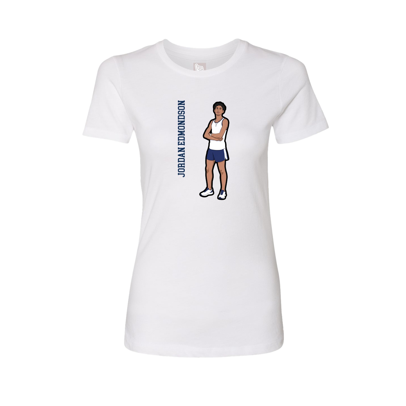 Womens Tee — Name Vertical in White